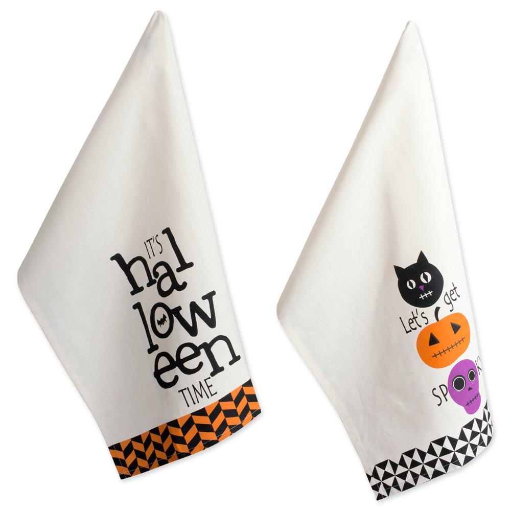 DII CAMZ37635 Assorted All Hallows Eve Halloween Printed Dishtowel (Set of 2)