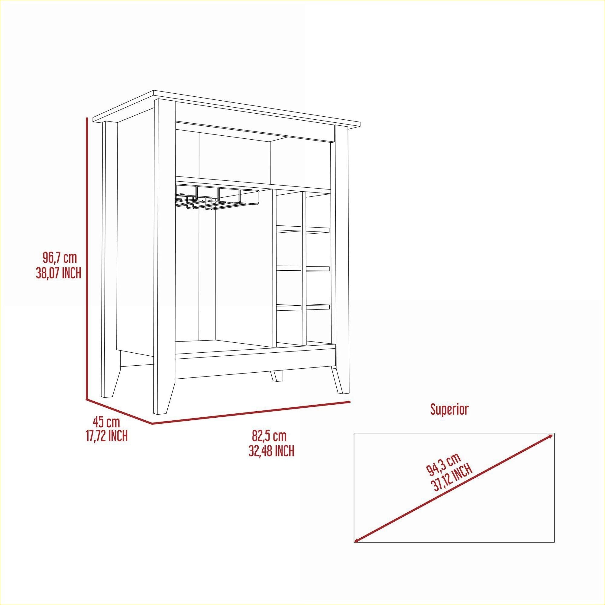 Watnature 6-Bottle 1-Drawer 1-Shelf Bar Cabinet Wine Rack Espresso ...