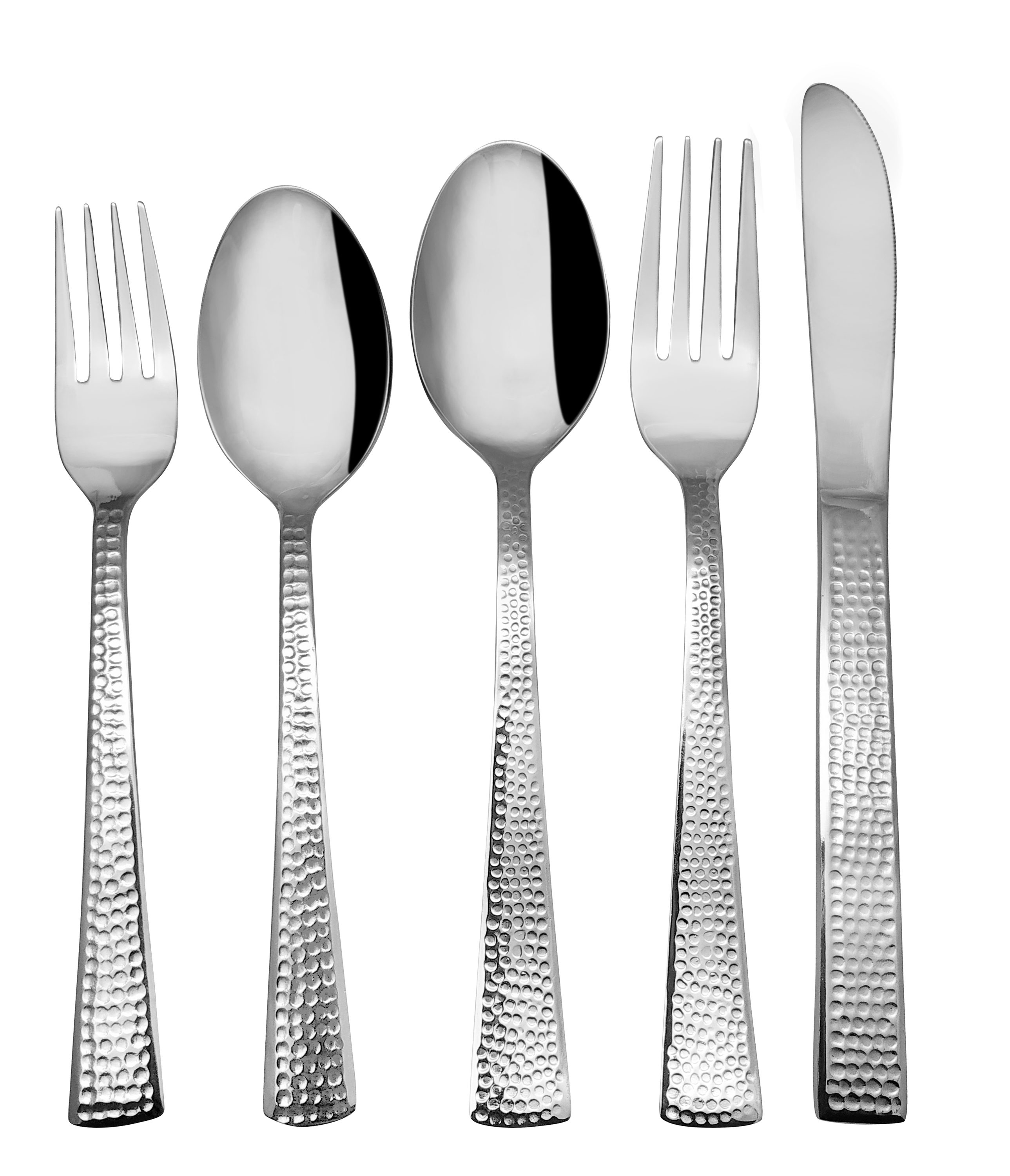 Hammered Flatware Cutlery Set, Stainless Steel Eating Utensils For Kitchen  Hotel Restaurant Party, Modern Design & Mirror Finished - Dishwasher Safe