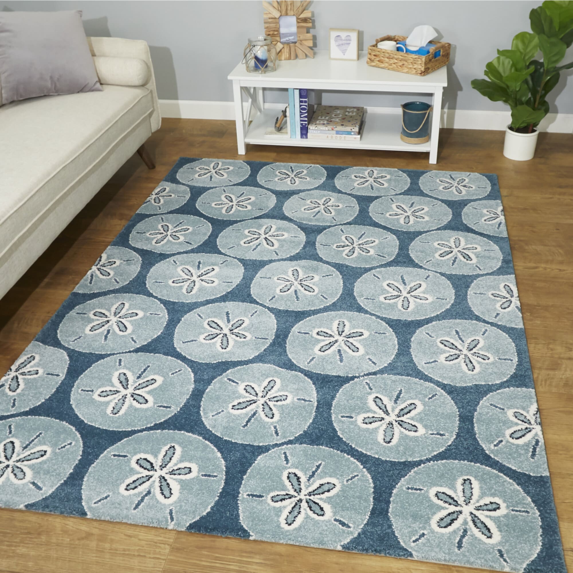 Balta 3005642 Edwards 5 x 7 (ft) Loomed Polypropylene Blue Rectangular Indoor Medallion Bohemian/Eclectic Area rug