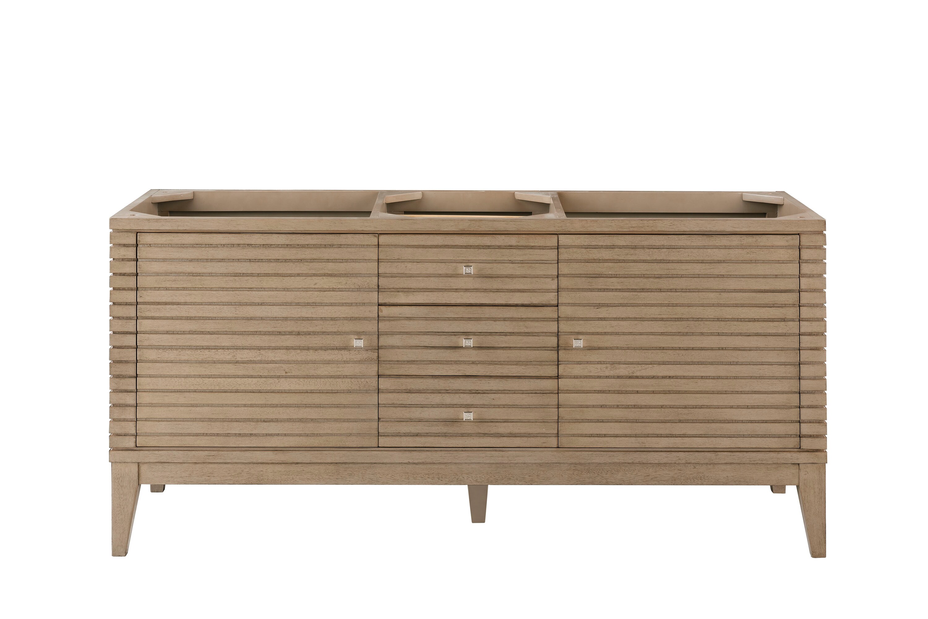 James Martin Vanities 210-V59D-WW Linear 60-in Whitewashed Walnut Bathroom Vanity Base Cabinet without Top