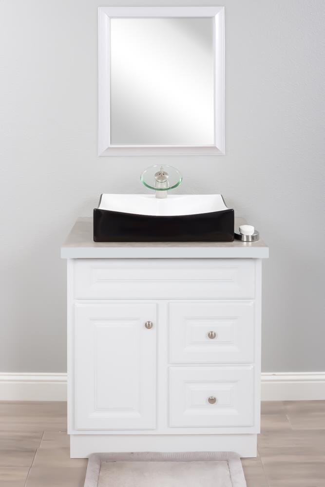 Glossy Black and White Ceramic Rectangular Bathroom Sink