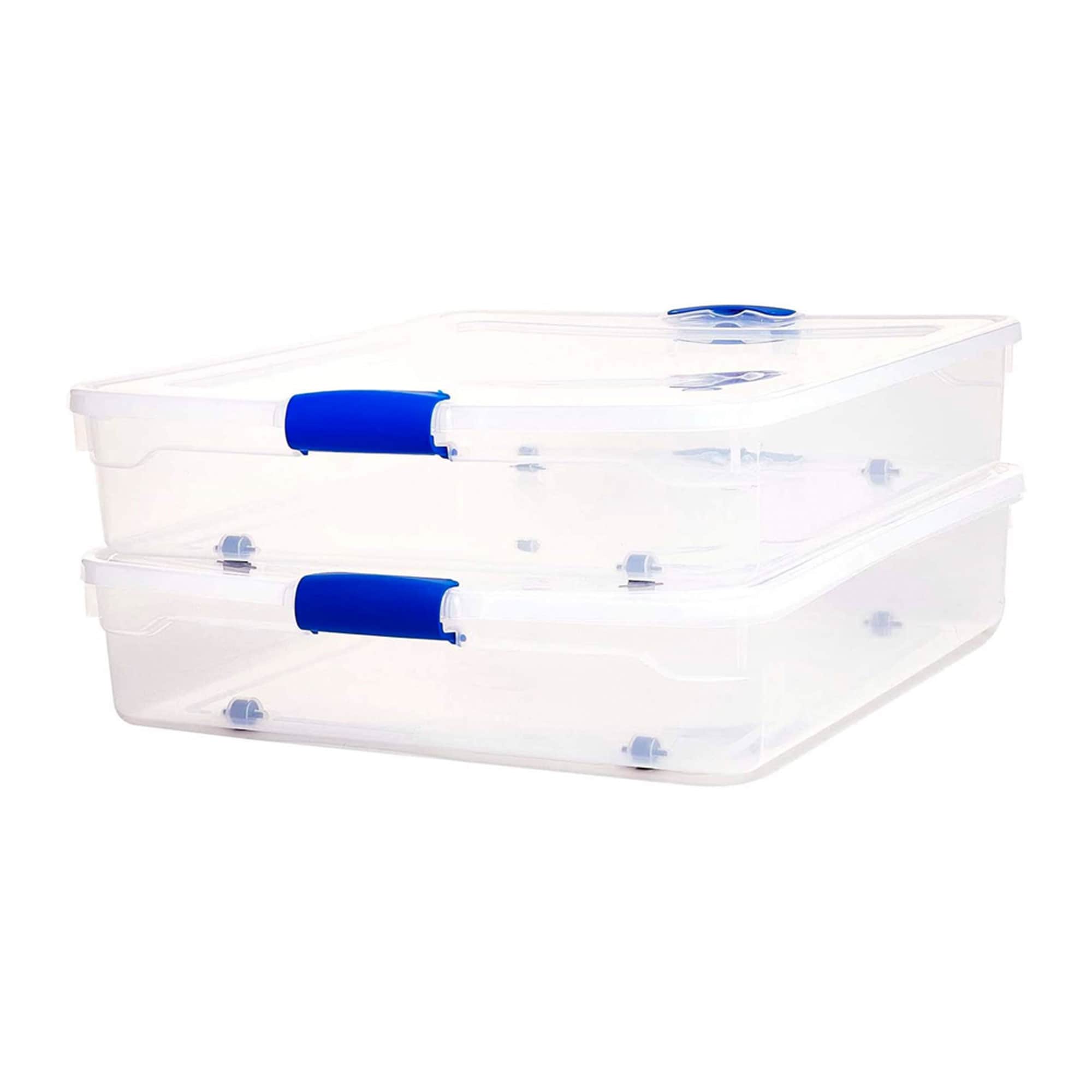 Project Source X-large 17.5-Gallons (70-Quart) Clear Underbed Tote with  Standard Snap Lid in the Plastic Storage Containers department at