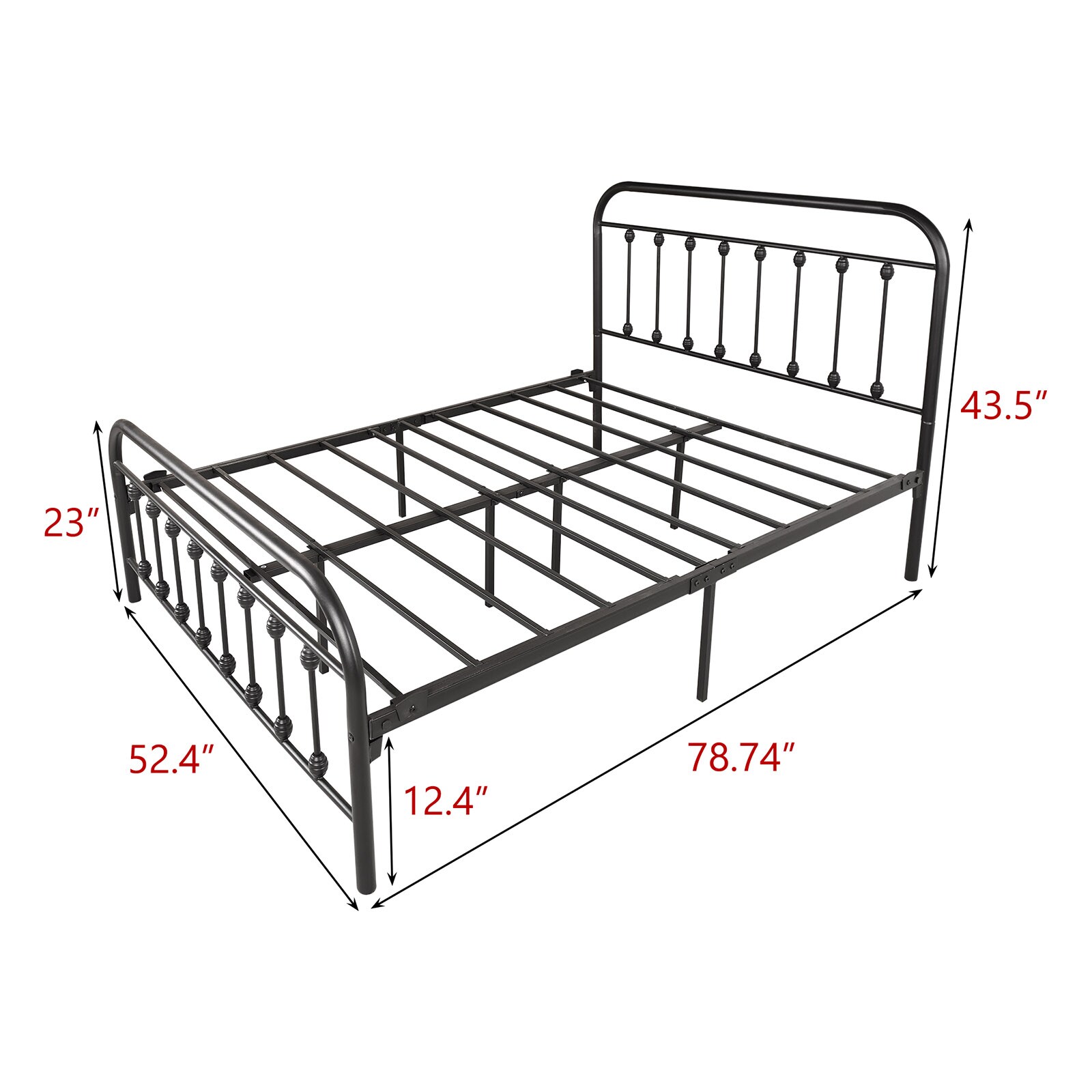 Mondawe Metal Full Platform Bed, Black Full Contemporary Bed Frame in ...