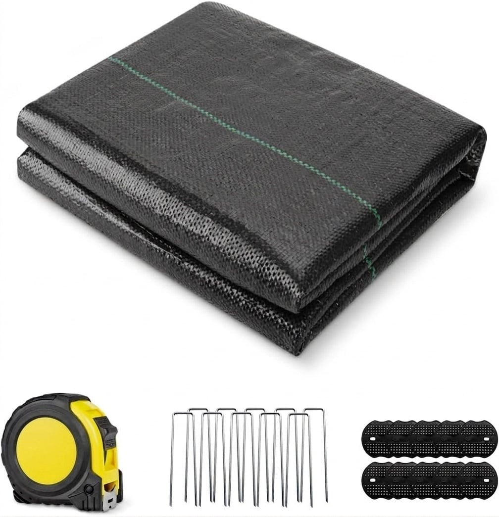 Lukvuzo -  3ft x 50ft Landscape Fabric Weed Barrier 3.2oz Heavy Duty Geotextile Ground Cover Roll...
