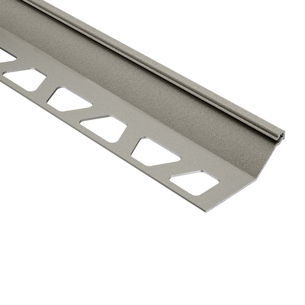 Schluter Systems FSQ150TSSG Finec-SQ 0.563-in W x 98.5-in L Stone grey textured color-coated aluminum Aluminum Square edge Tile Edge Trim