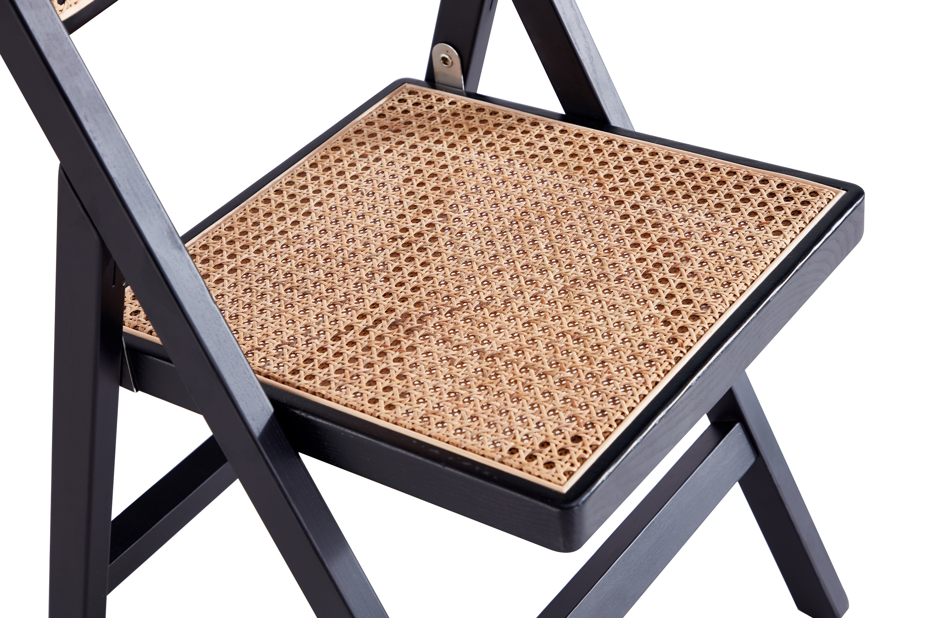 Black and Natural Cane High Folding Side Chair Set