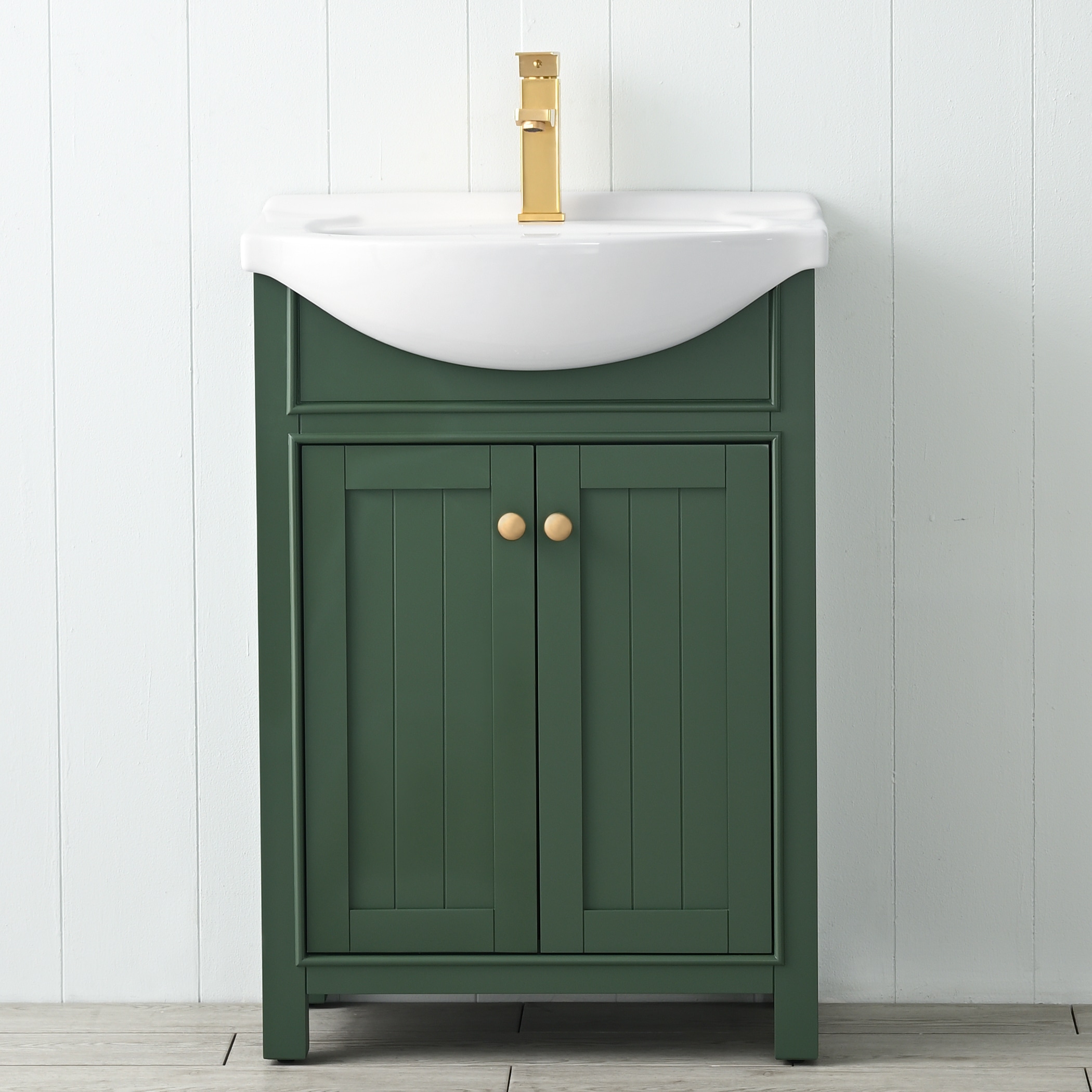 Design Element S05-24-GN Marian 24-in Green Single Sink Bathroom Vanity with White Porcelain Top