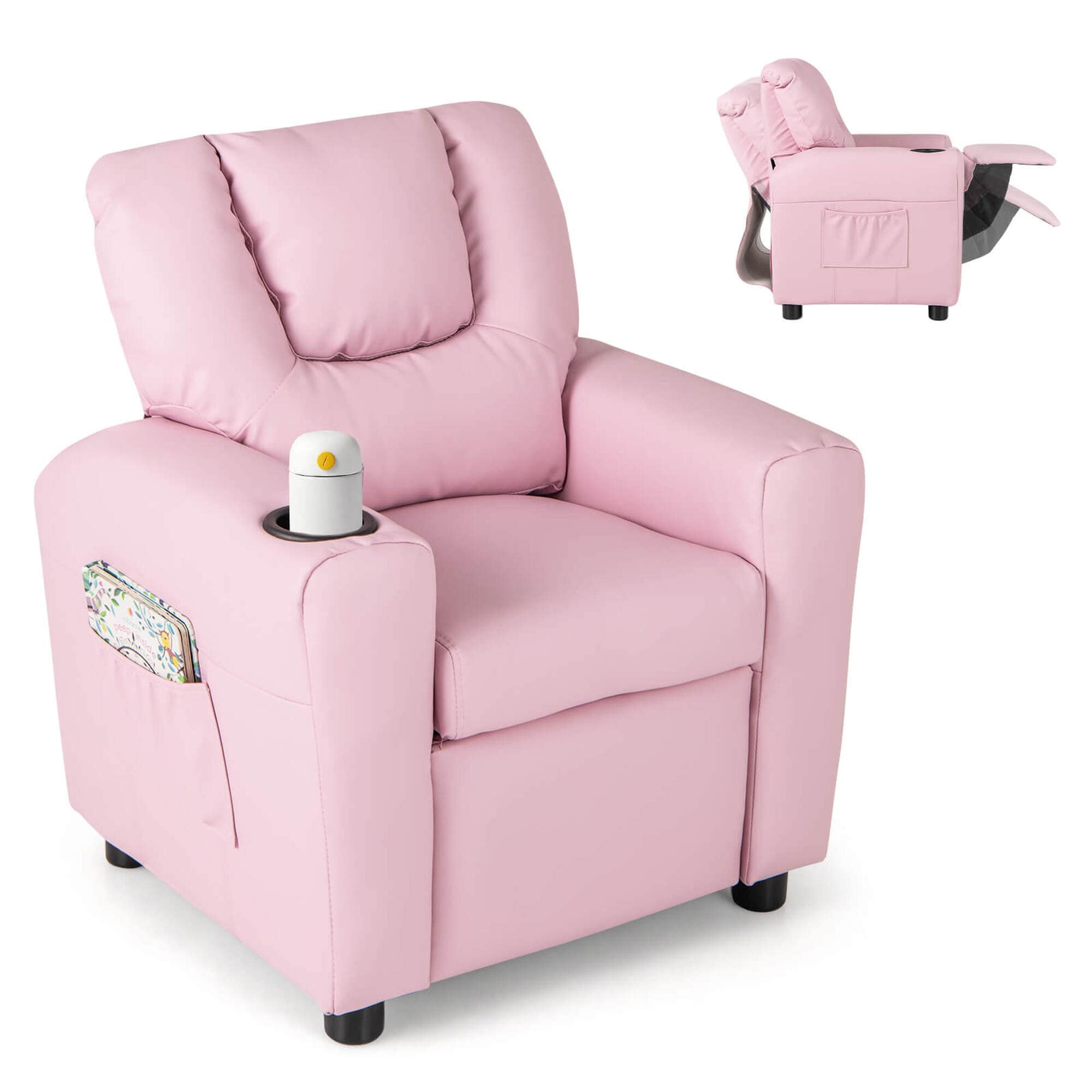 Costway HCST04938 28-in Pink Upholstered Kids Accent Chair