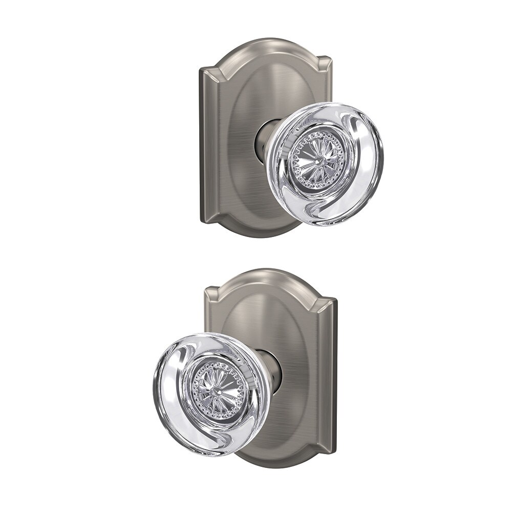 Schlage FC172 HOB 619 CAM Custom Hobson - Camelot Satin Nickel Interior Hall/Closet Dummy Door Knob