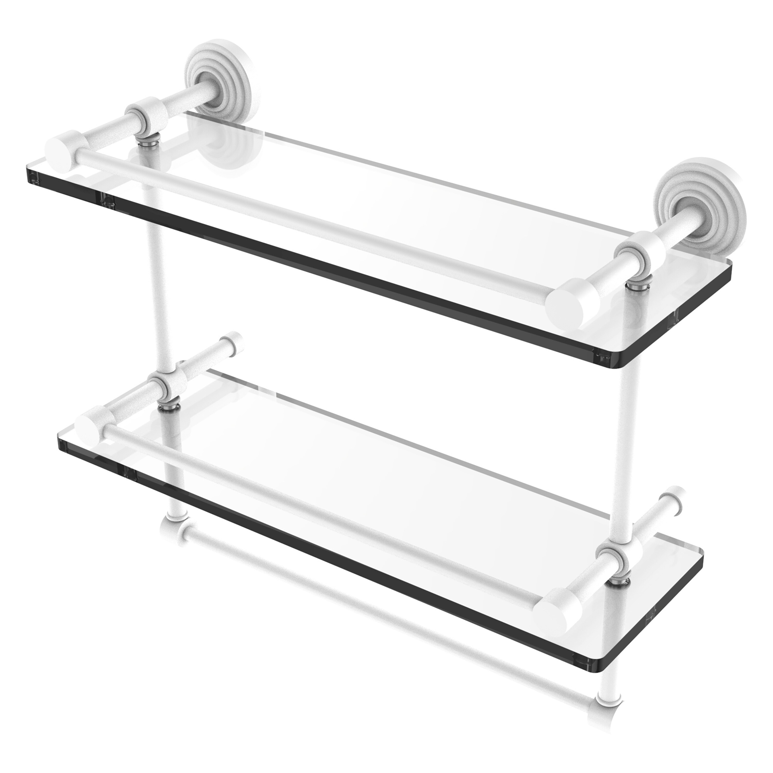 Allied Brass WP-2TB/16-GAL-WHM Waverly Place Matte White 2 -Tier Wall mount Bathroom Shelf ( 16-in x 12-in x 5-in )