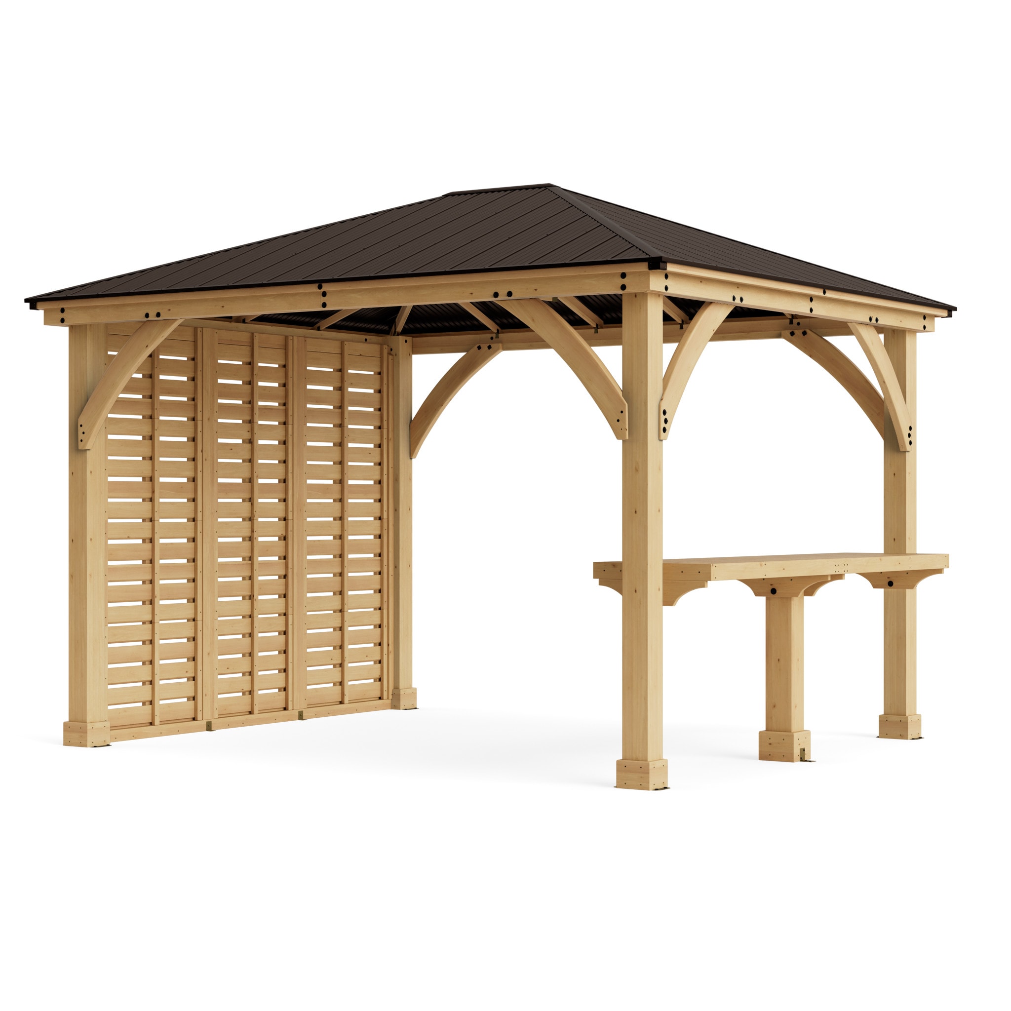 Yardistry YM11974COM 10-ft x 12-ft Natural Cedar Stain Rectangle Hardtop Aluminum Roof