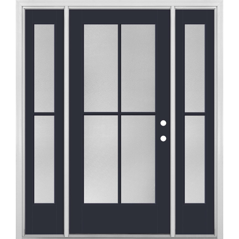 Masonite 1524255 60-in x 80-in x 4-9/16-in Fiberglass Full lite Left-hand inswing Eclipse Painted Prehung Front Door with Sidelights with Brickmould Insulating core