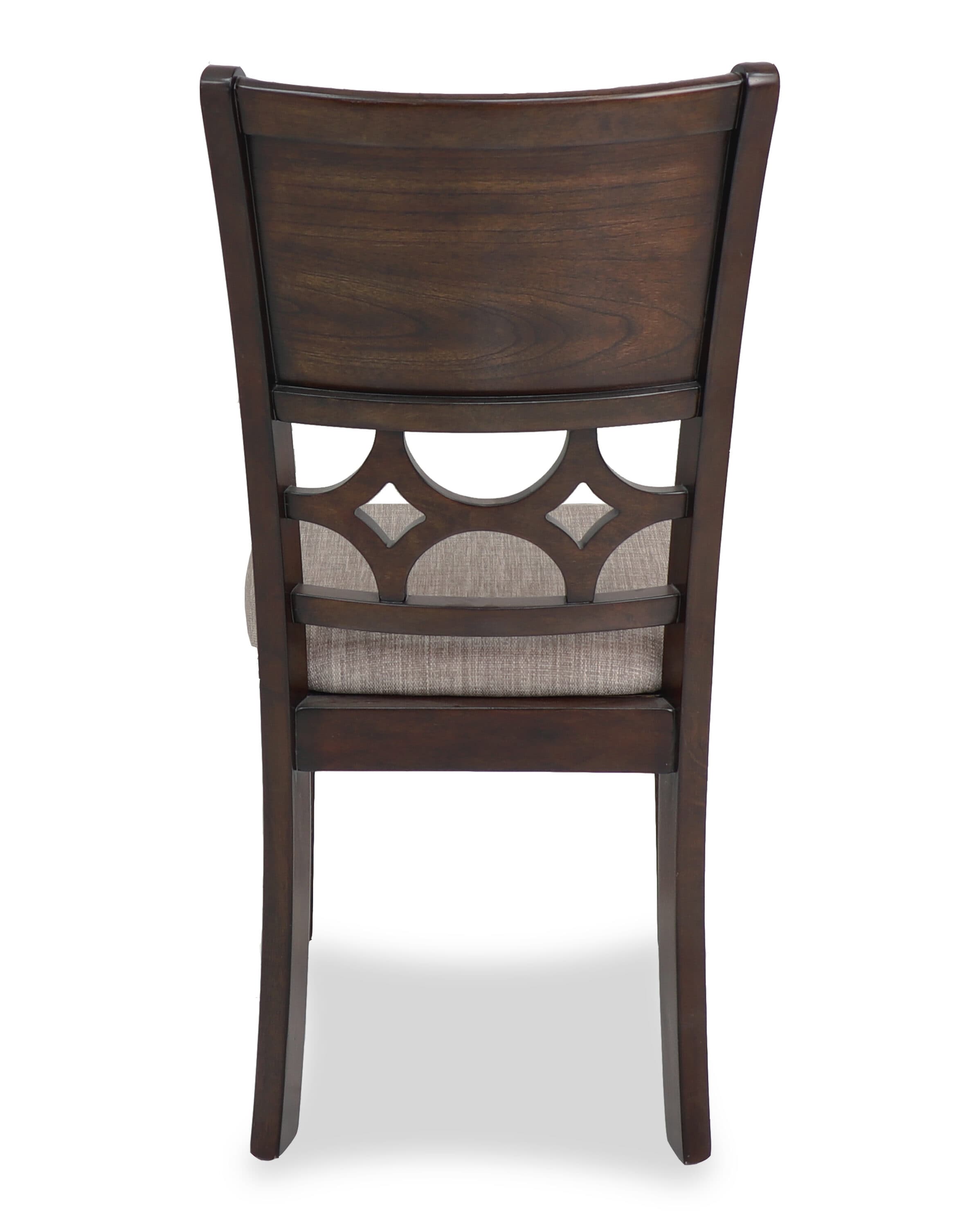 Cherry Brown Round Wood Dining Set with 4 Chairs