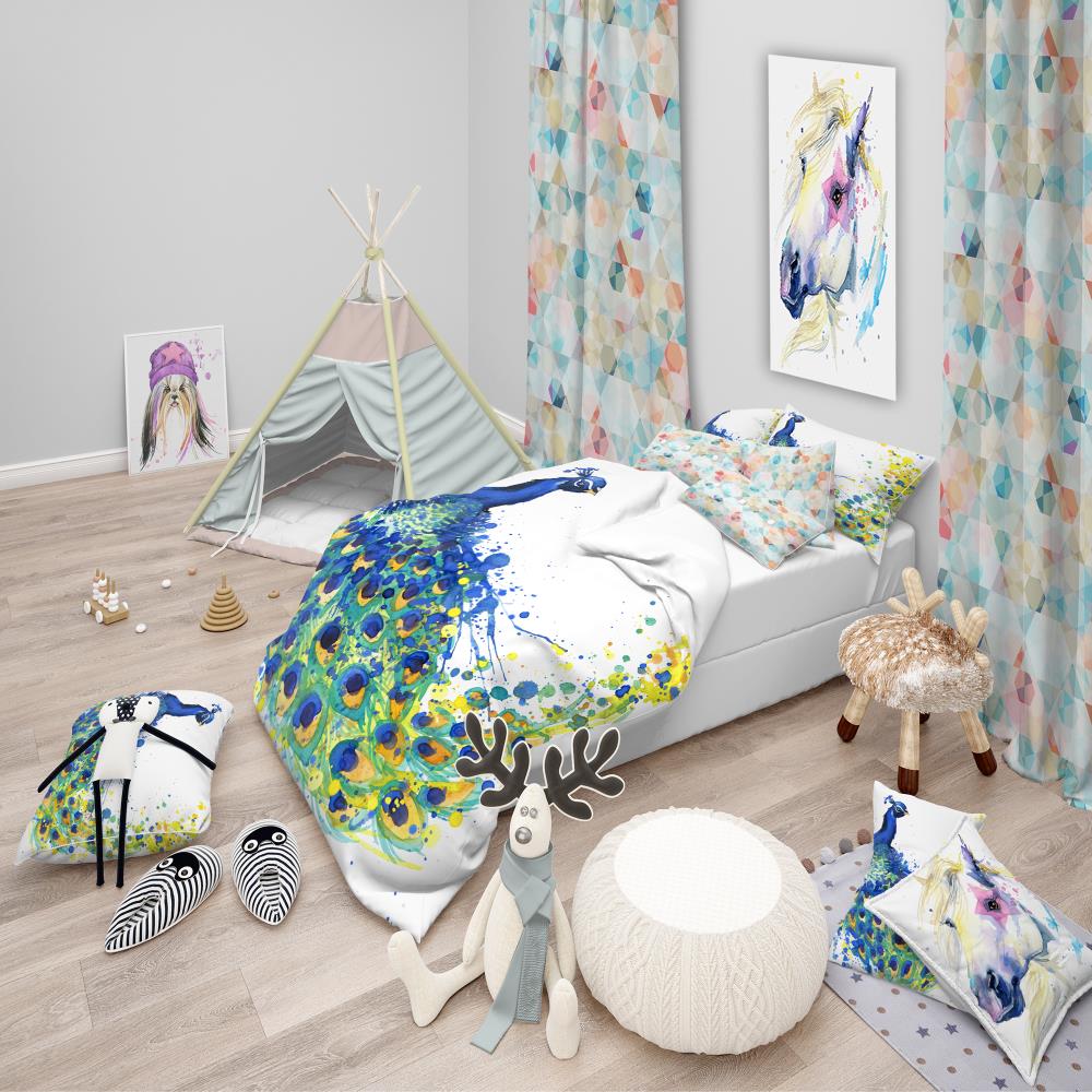 Designart BED13231-Q 3-Piece Blue Queen Duvet Cover Set
