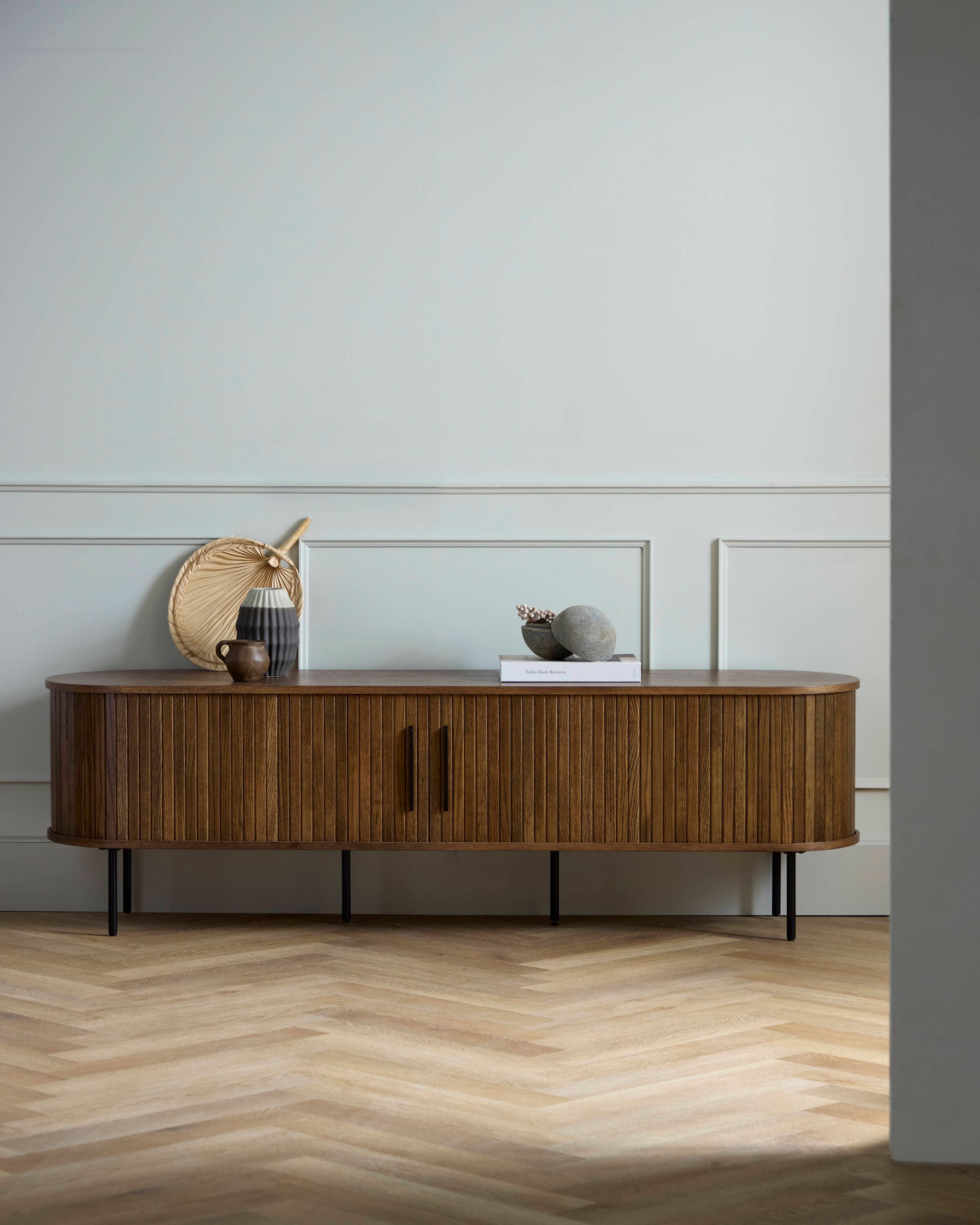  NL-4829-SMO Smoked Oak Contemporary/Modern Wood Media Cabinet