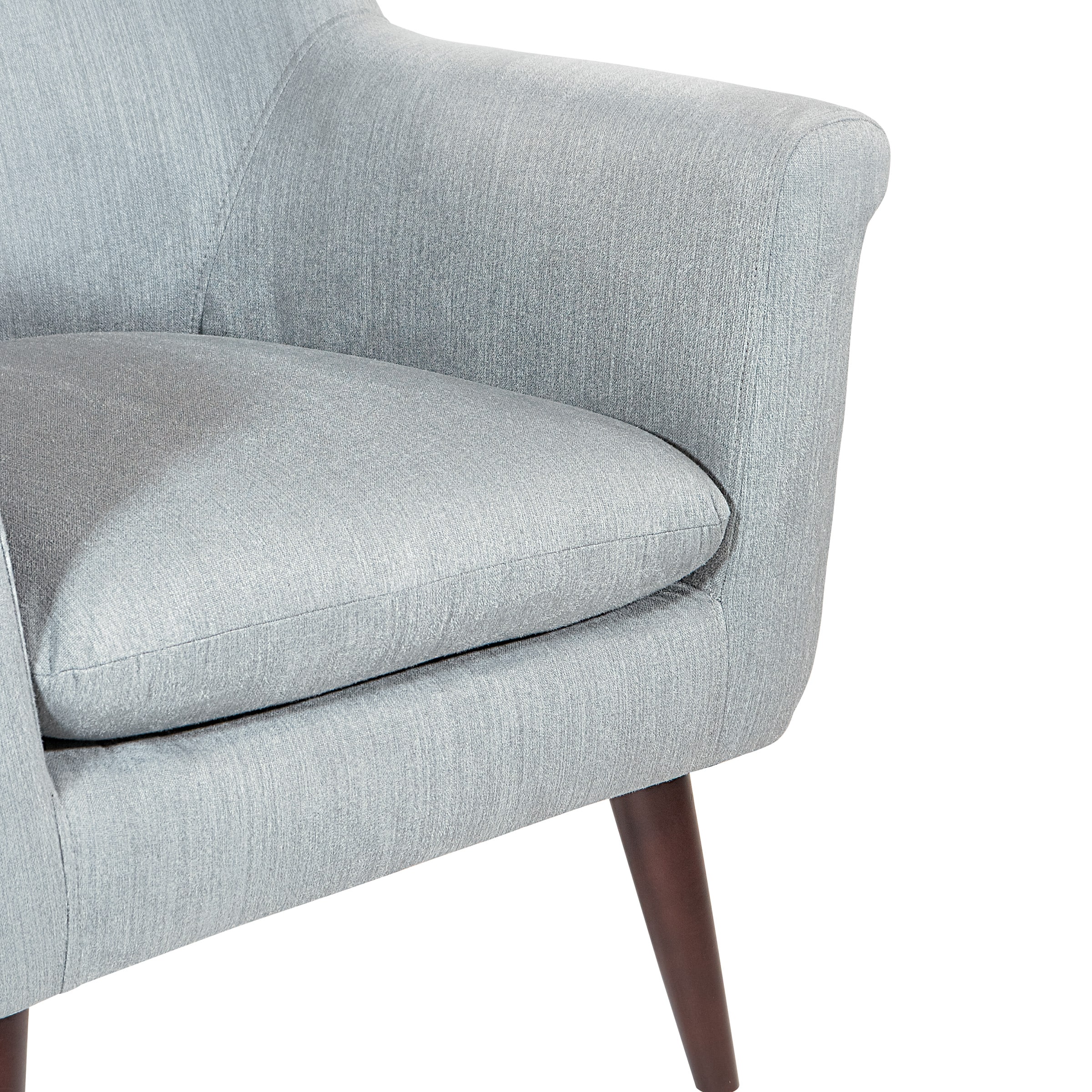 Mid-Century Charcoal Gray Fabric Accent Chair with Dark Coffee Wood Legs