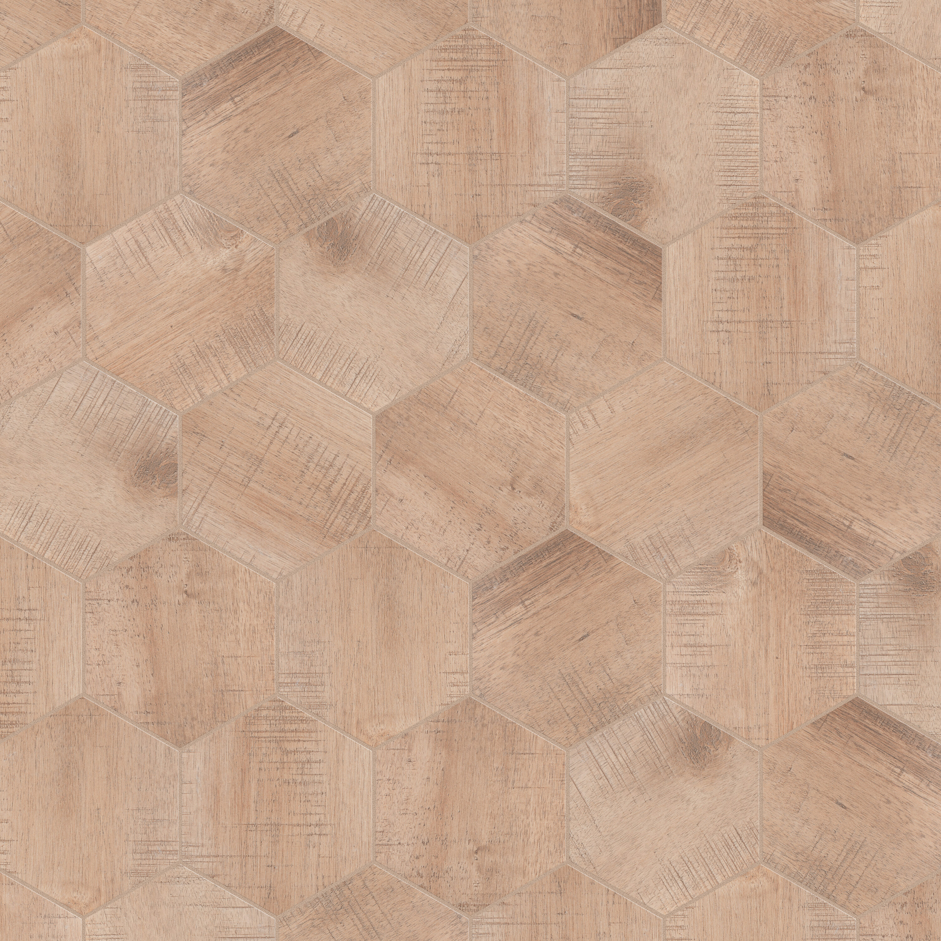 Sawnwood Brown Hexagon Porcelain Wood Look Tile