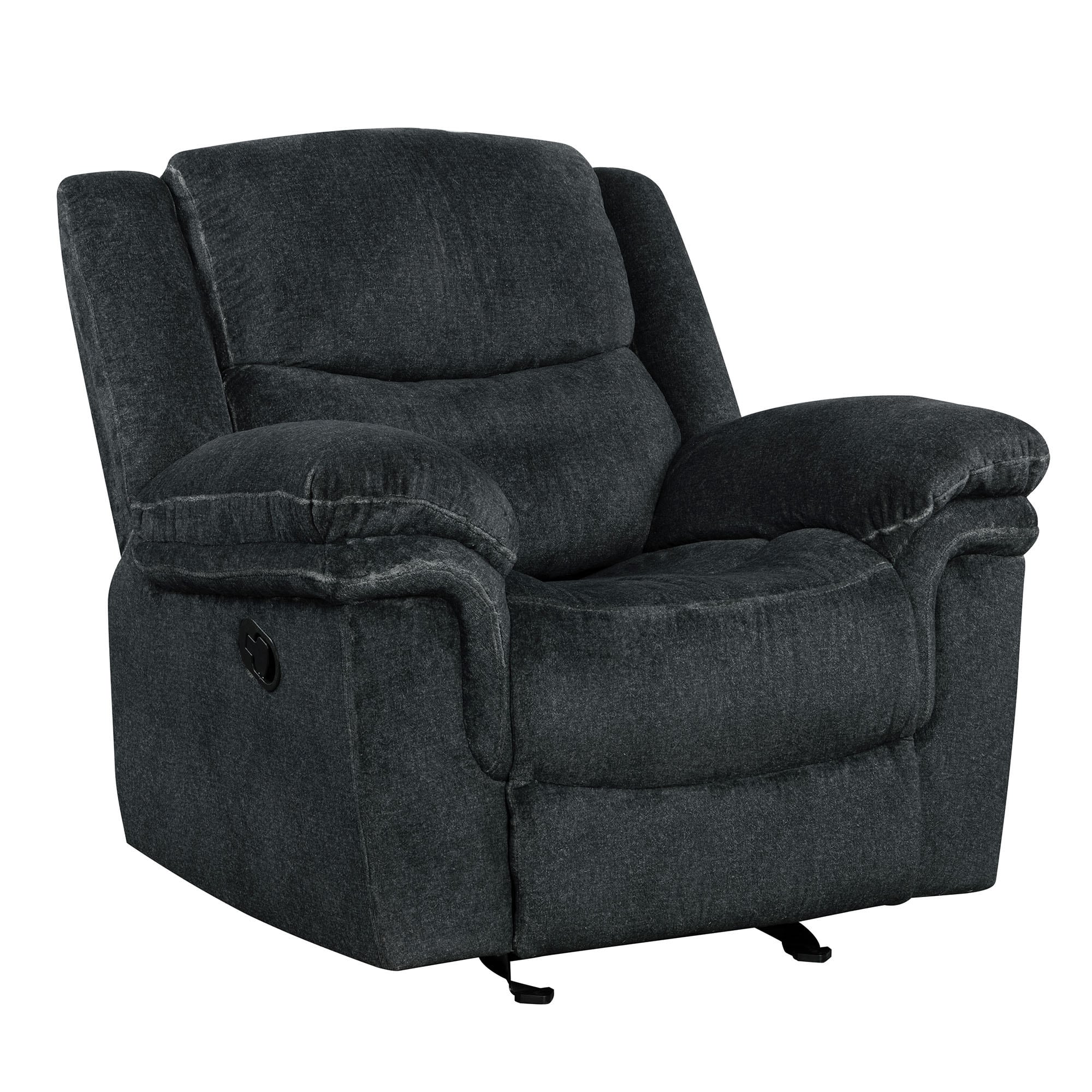 Clihome OF-1927PP21-AAYE Reclining Sofa Dark Blue Velvet Upholstered Recliner