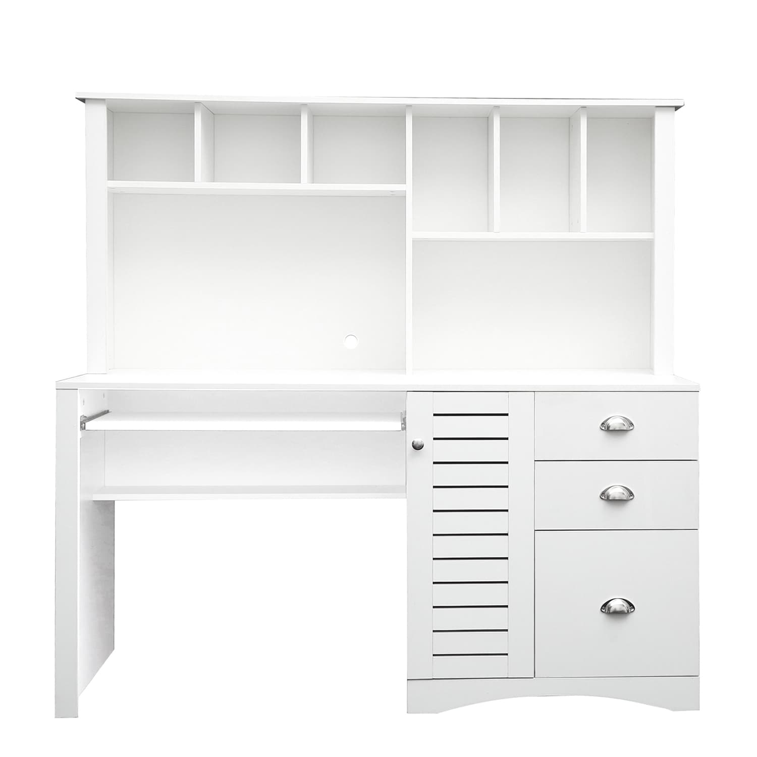 SINOFURN SYA390007BK 57.8-Inches White Country Computer desk Hutch Included