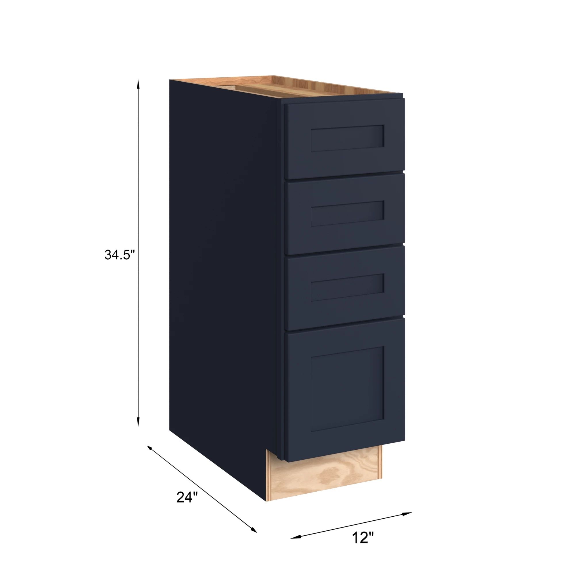 KraftMaid Momentum Deveron 12-in W x 34.5-in H x 24-in D Midnight 4 -Drawers Drawer Base Fully assembled Plywood Cabinet (Recessed Panel Shaker)
