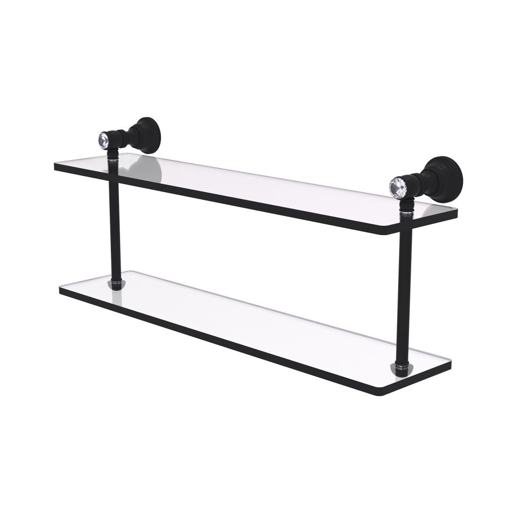 Allied Brass CC-2-22-BKM Carolina Crystal Matte Black 2 -Tier Wall mount Bathroom Shelf ( 22-in x 9.2-in x 5-in )