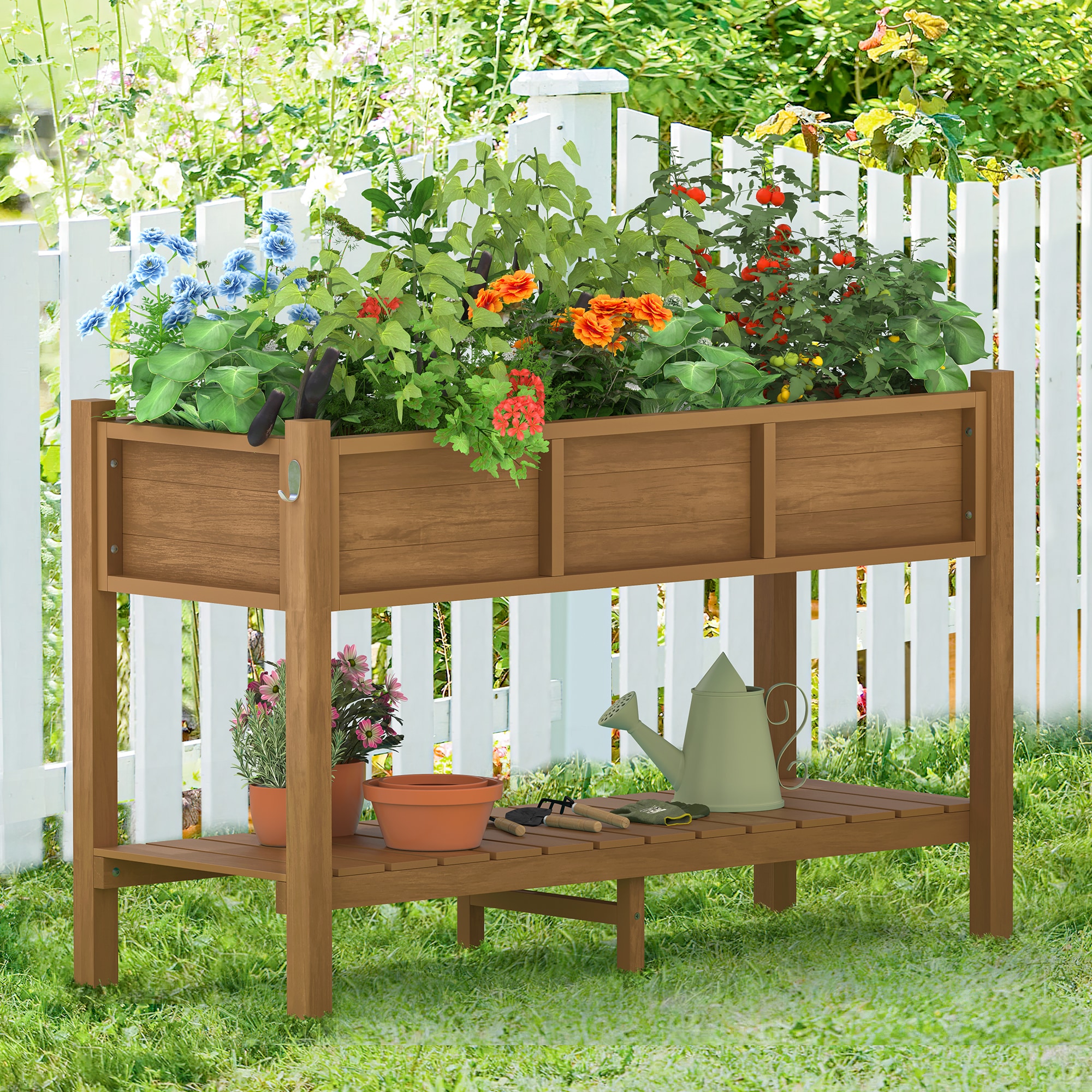 LUE BONA TX-001-05LS 2.4-cu ft 17.7-in W x 46.5-in L x 28.7-in H Elevated Teak Plastic Raised Garden Bed