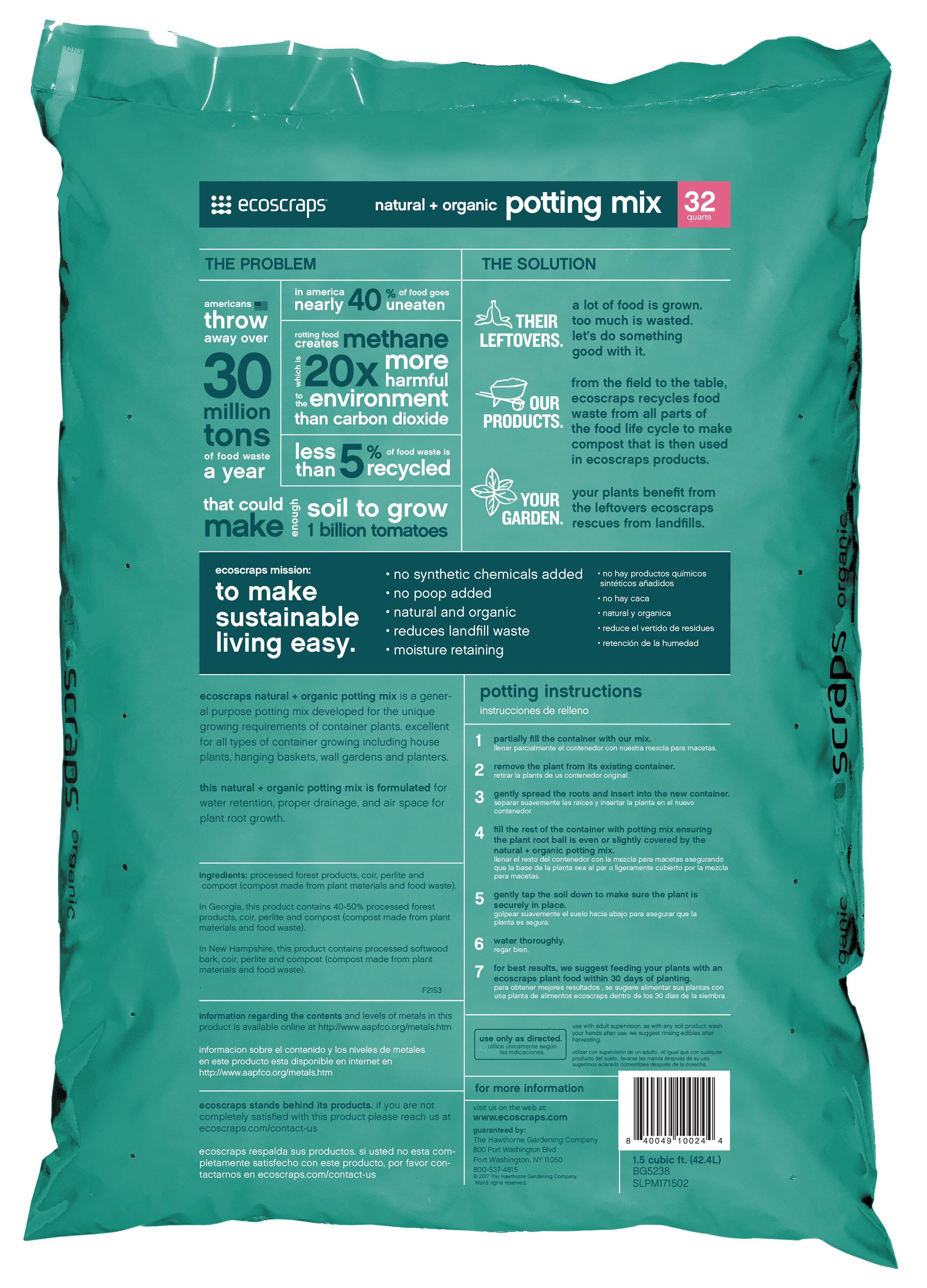 EcoScraps 32Quart Organic Potting Mix at