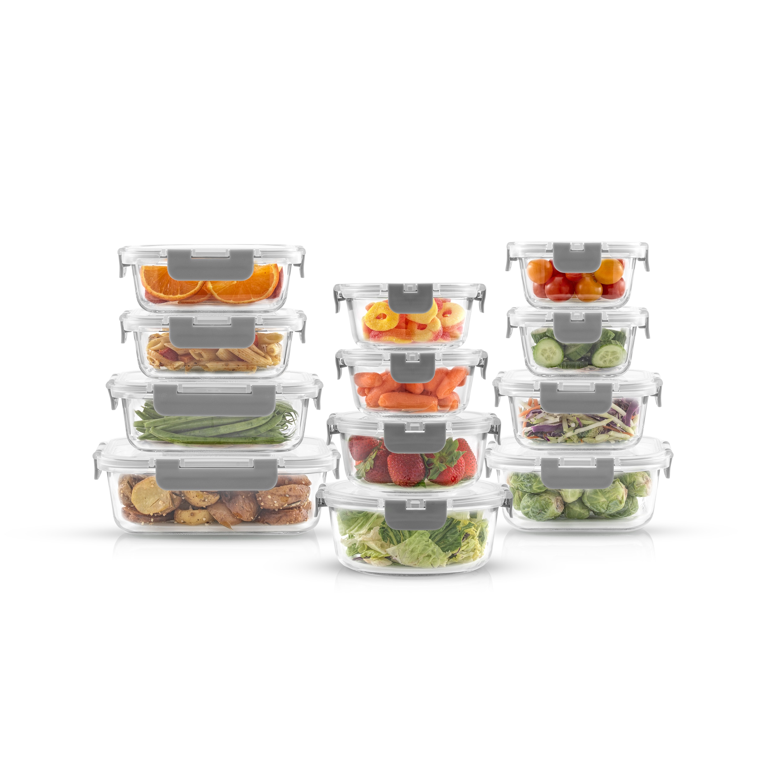 Glasslock 14 Piece Oven, Freezer, and Microwave Safe Stackable Glass Food  Storage & Bakeware Container Set w/ Latching Lids for Storage and Meal Prep