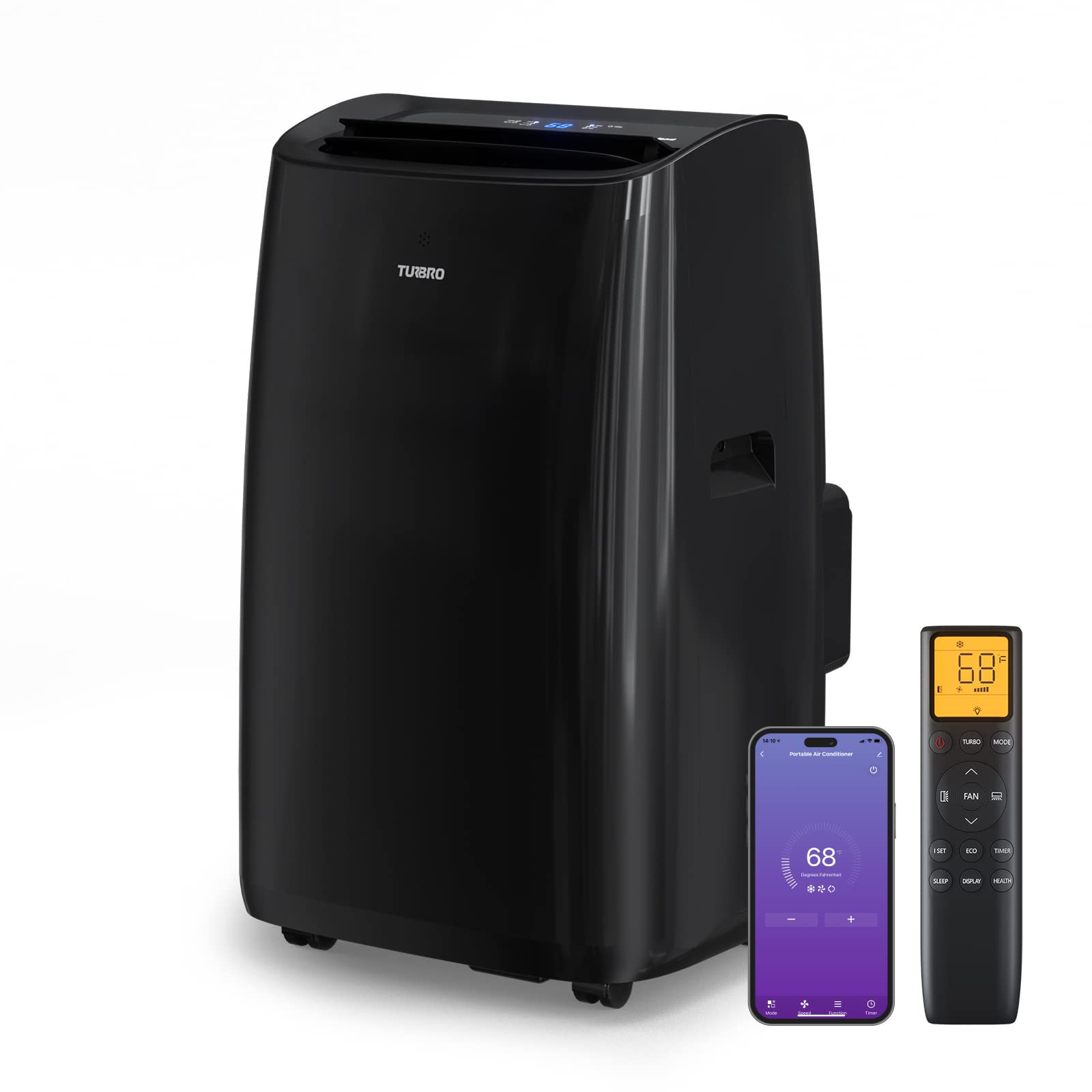 TURBRO  14000 BTU Smart WiFi Portable Air Conditioner Cooling up to 600 Sq Ft 3 in 1 Functions Room AC Unit with Remote Control Supports Alexa and Google Home Voice Control Greenland