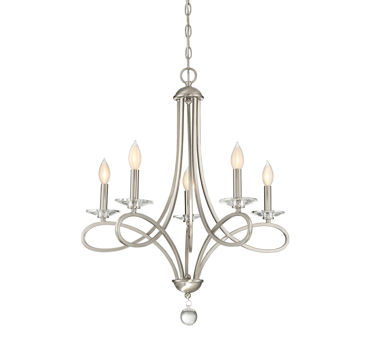 1-Light Brushed Nickel Modern/Contemporary Dry Rated Chandelier in the ...