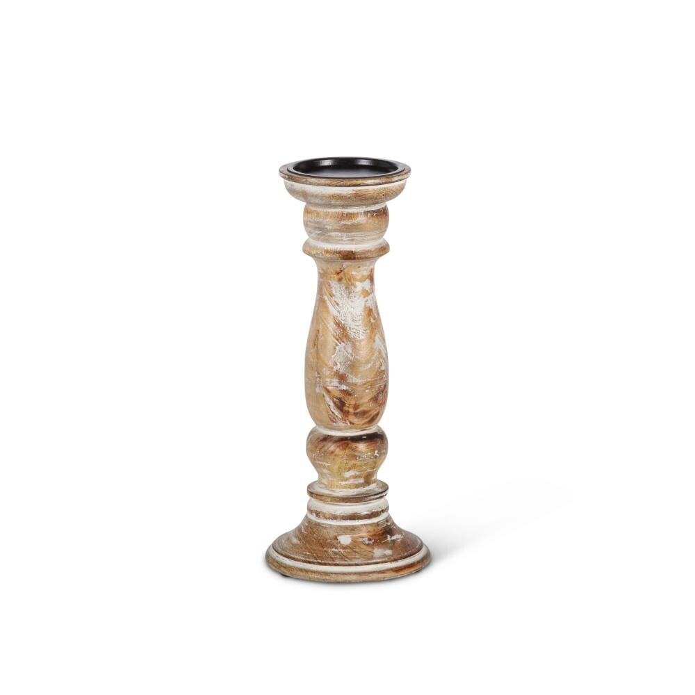 Lone Elm Studios 1 Candle Wood Pillar Candle Holder in the Candle Holders  department at