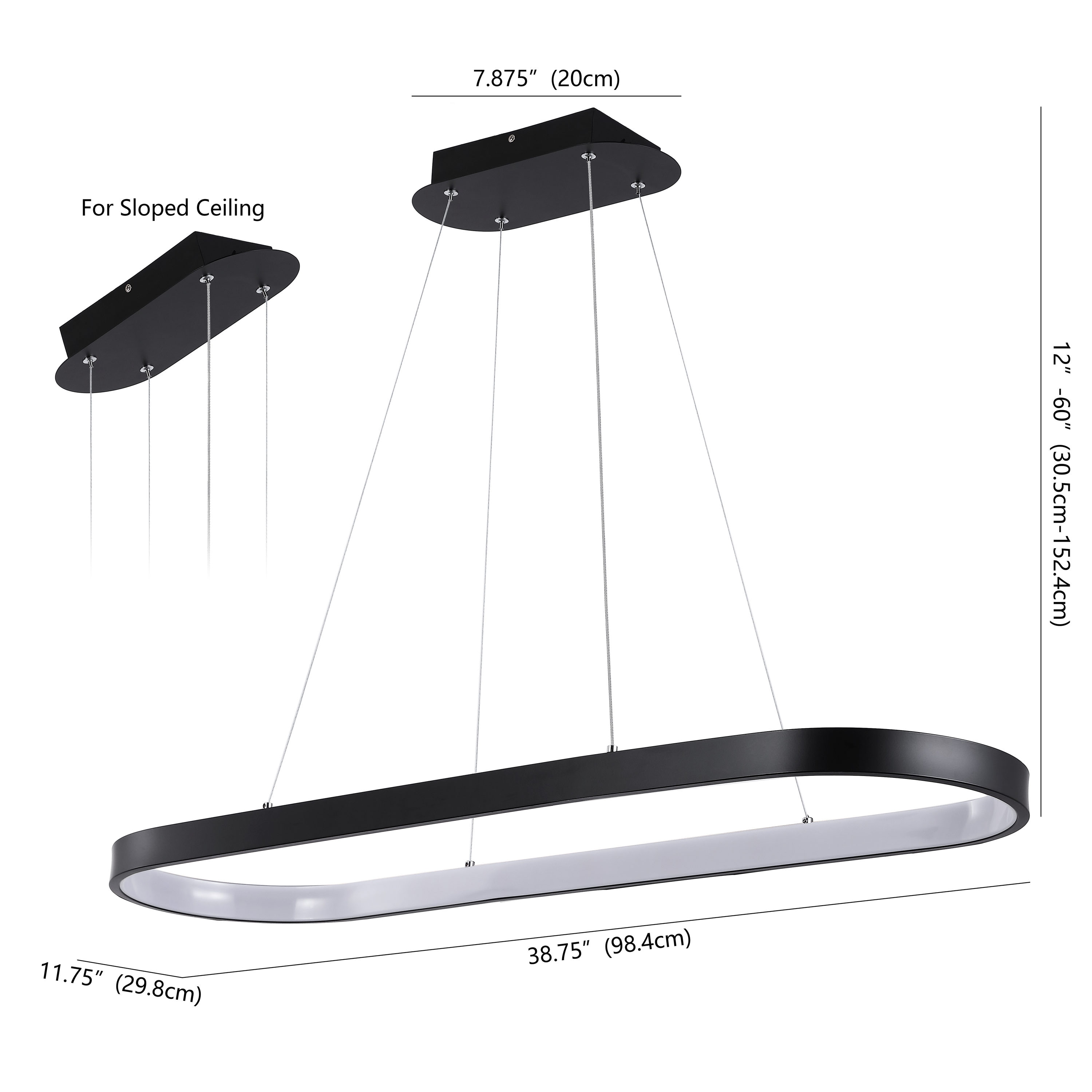 Nolan 38.75" Satin Black Modern Bohemian LED Linear Pendant