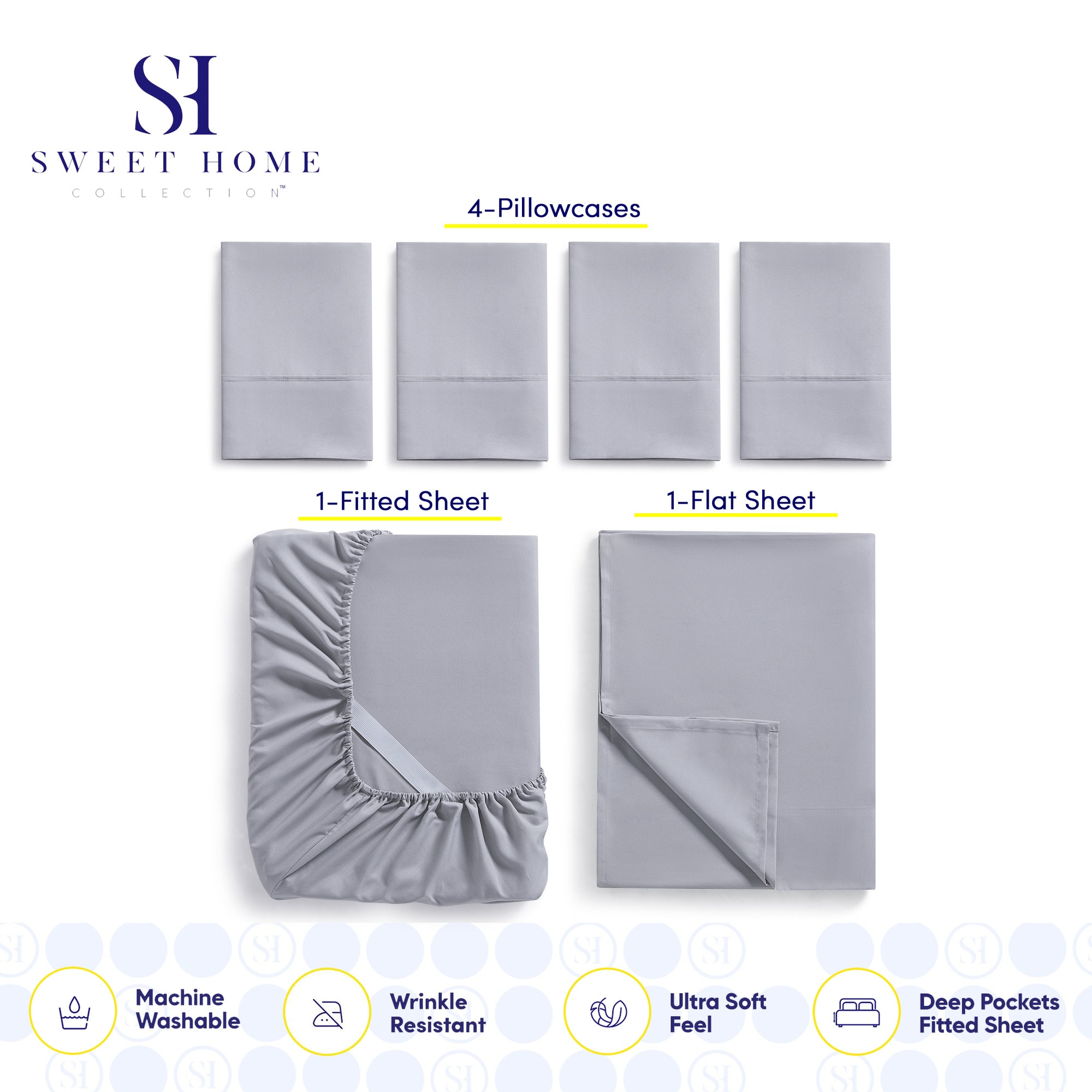 Sweet Home Collection LOW-6P-SH-FL-SIL Sheet-Sets - View #3