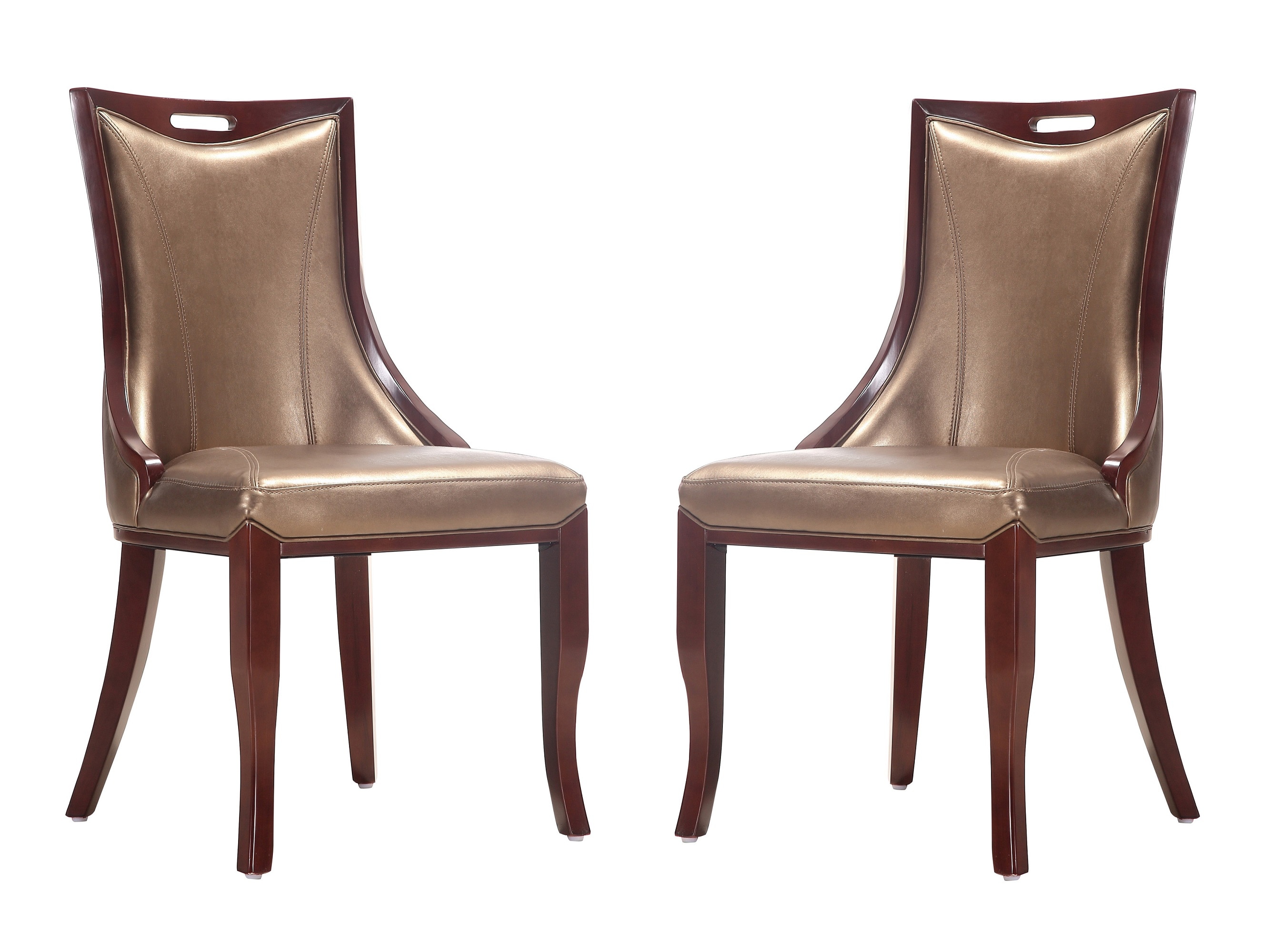 Manhattan Comfort DC002-BZ Set of 2 Emperor Traditional Faux Leather Upholstered Dining Side Chair (Wood Frame)