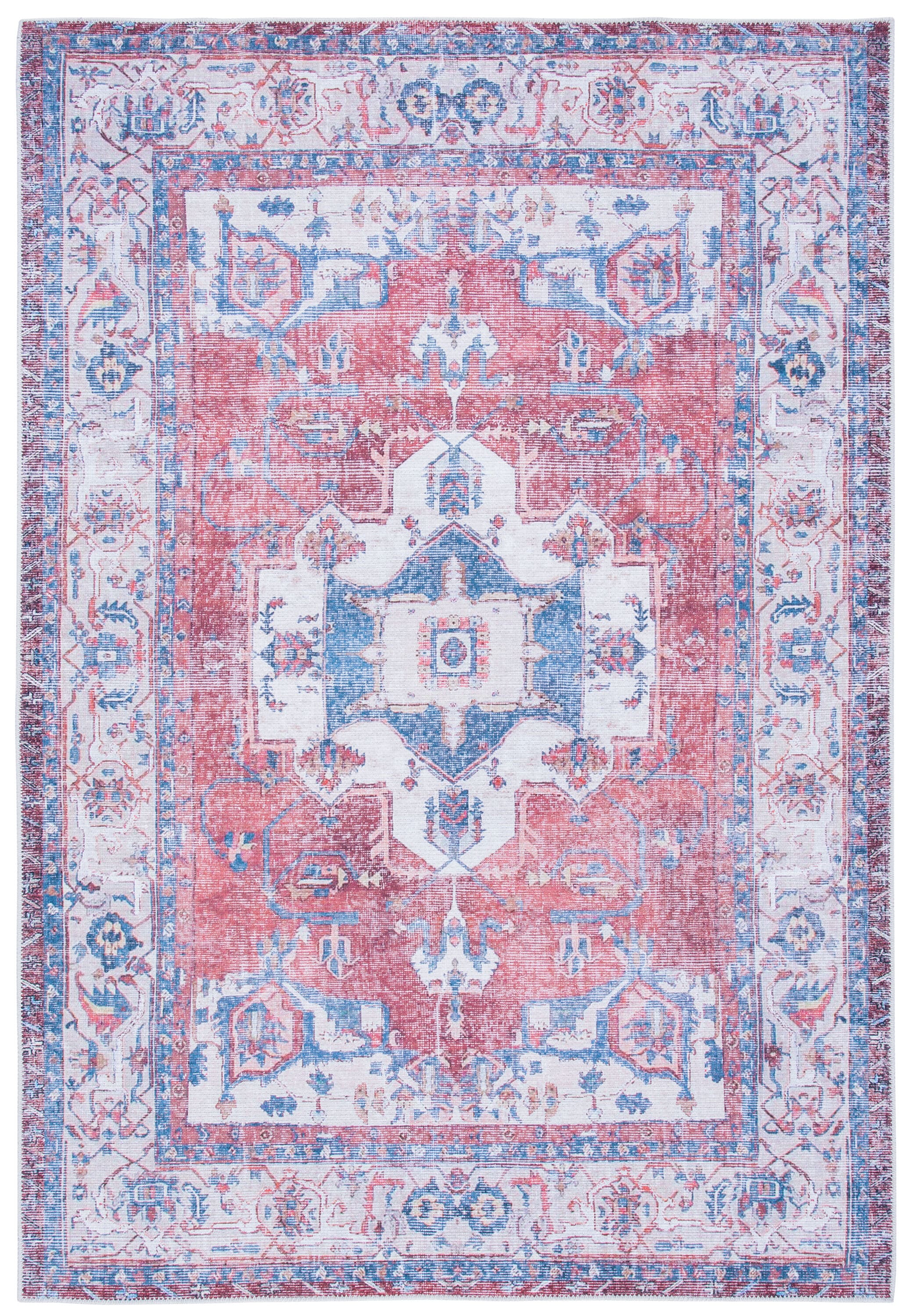 Serapi Red and Ivory Hand-Knotted Washable Viscose Rug