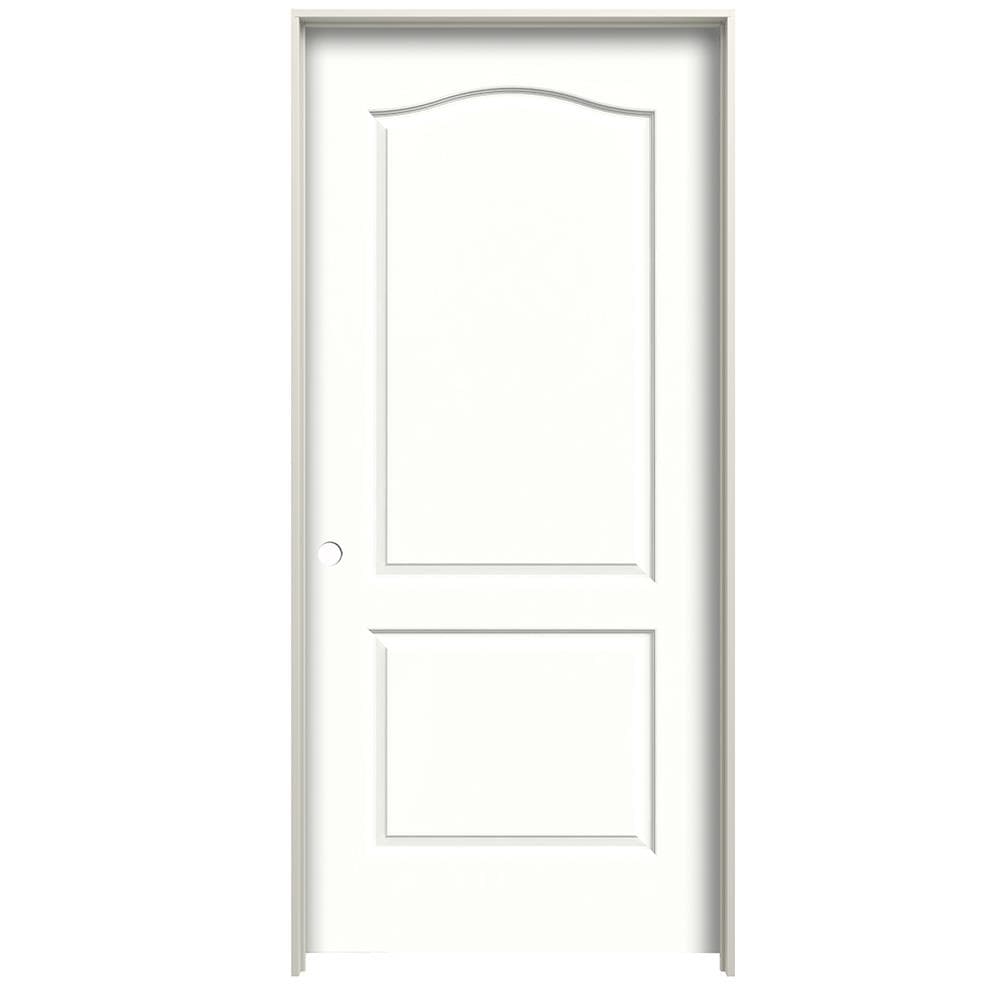 RELIABILT Princeton 24-in x 80-in Snow Storm 2-panel Arch Top Hollow Core Prefinished Molded Composite Right Hand Inswing Single Prehung Interior Door -  LO1001142