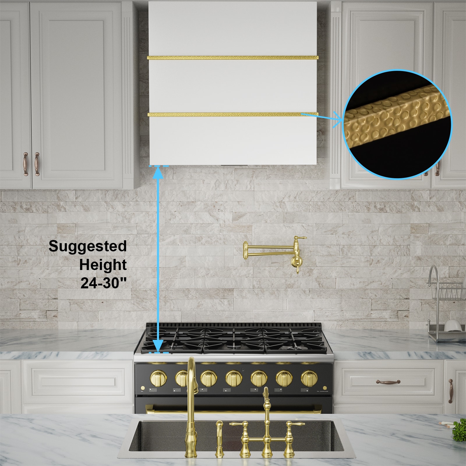 Akicon 30-Inch Stainless Steel Wall-Mounted Range Hood with LED Lights