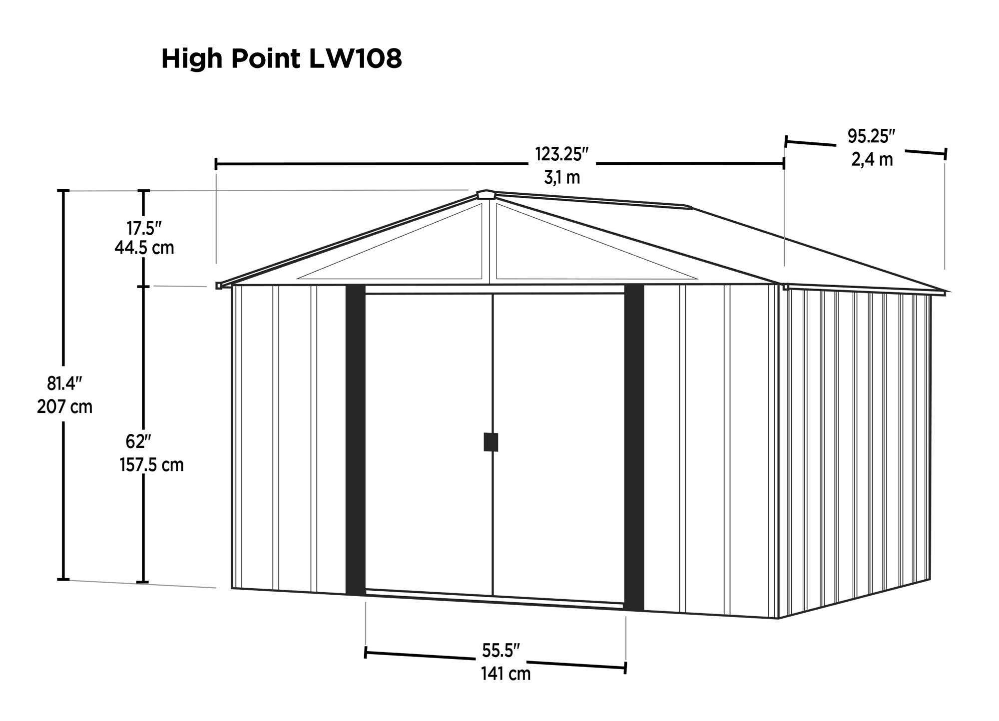 Arrow 10-ft x 8-ft High Point Galvanized Steel Storage Shed