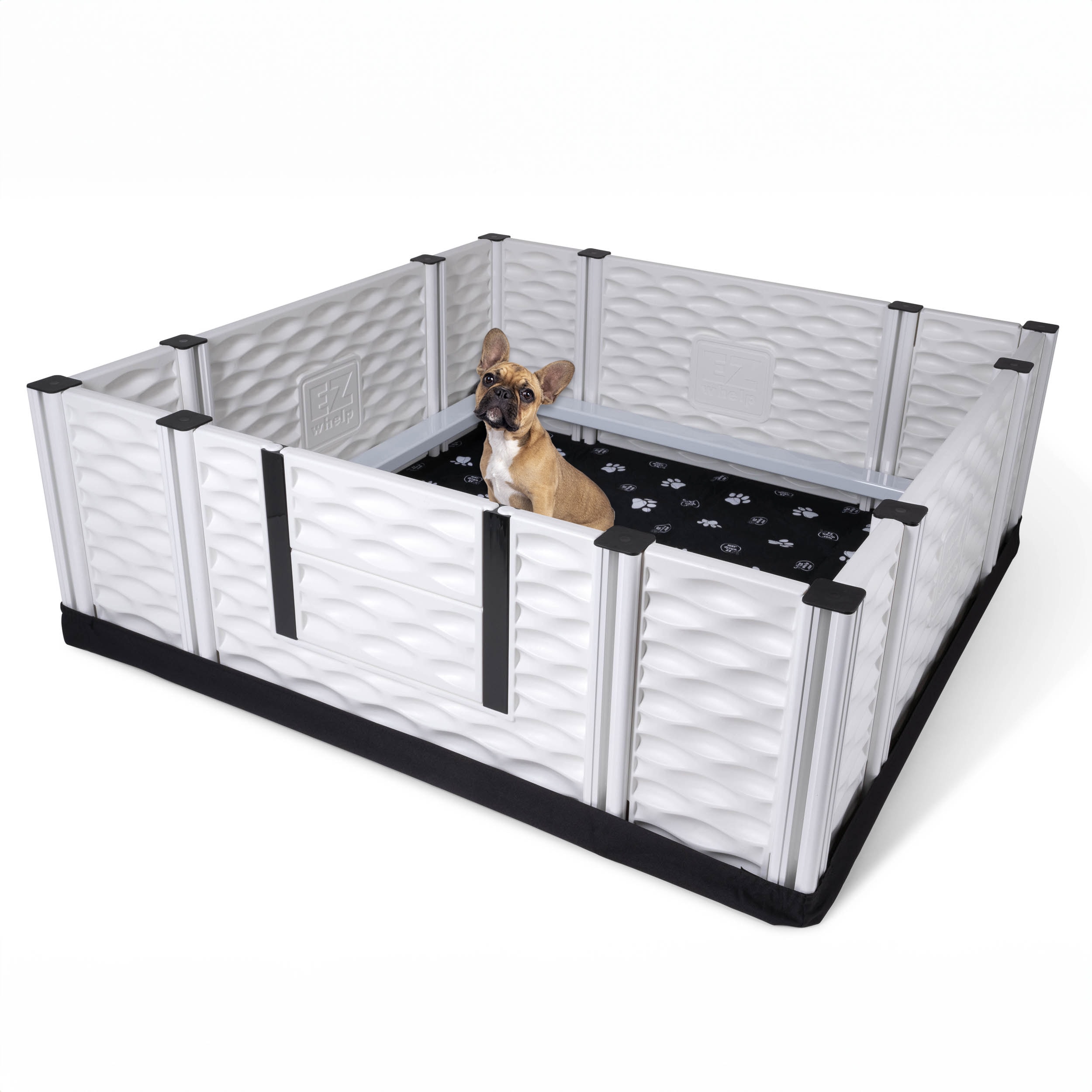 EZwhelp EZclassic 48 Inchesx48 Inches Puppy Dog Whelping Box Playpen w/Rails and Liner Black