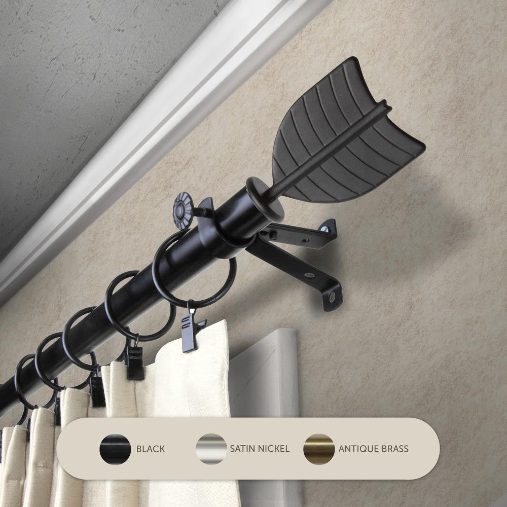 Hart & Harlow L4826-282 13/16-in Carly 28-in to 48-in Black Steel Single curtain rod with Finials