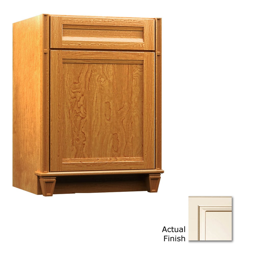KraftMaid VSB242134L.S3M6B56 24-in Canvas with Cocoa Glaze Bathroom Vanity Base Cabinet without Top