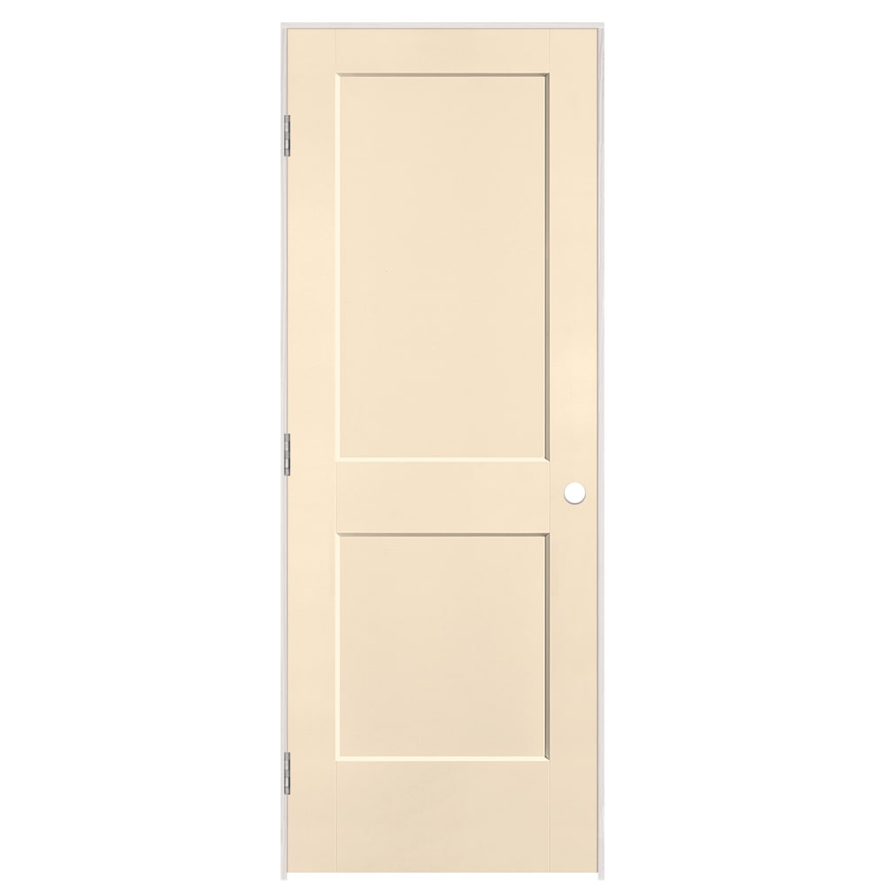 Masonite 895967 30-in x 80-in Cream-n-Sugar Solid core 2-panel Right hand Smooth Prefinished Molded composite Flat Jamb Single Prehung Interior Door