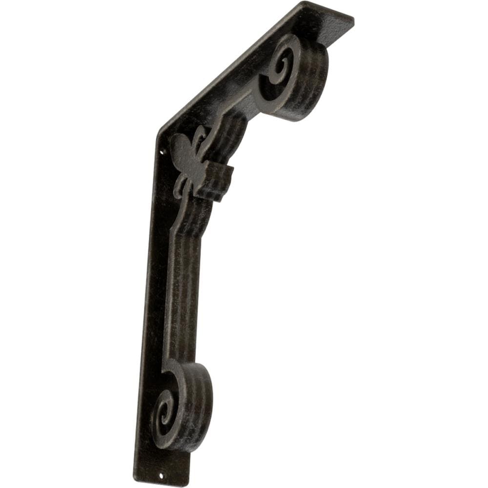 Ekena Millwork BKTM02X10X12TFLAWS Fleur De Lis 10-in x 2-in x 12-in Gray Wrought iron Mounting bracket