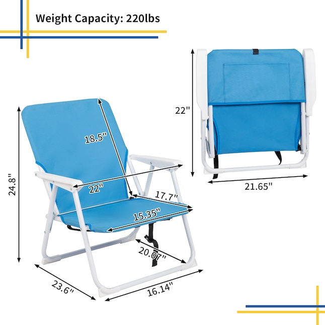 Winado Polyester Blue Folding Beach Chair (Adjustable and Carrying ...