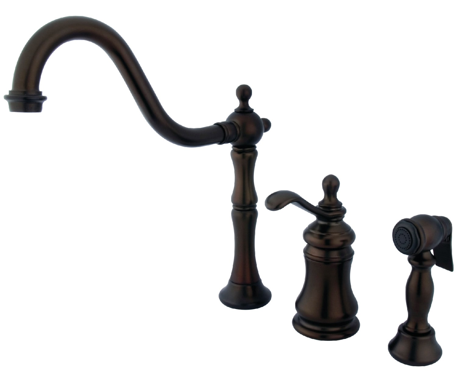 Kingston Brass Templeton Oil-Rubbed Bronze Single Handle High-arc Kitchen  Faucet with Sprayer Function in the Kitchen Faucets department at