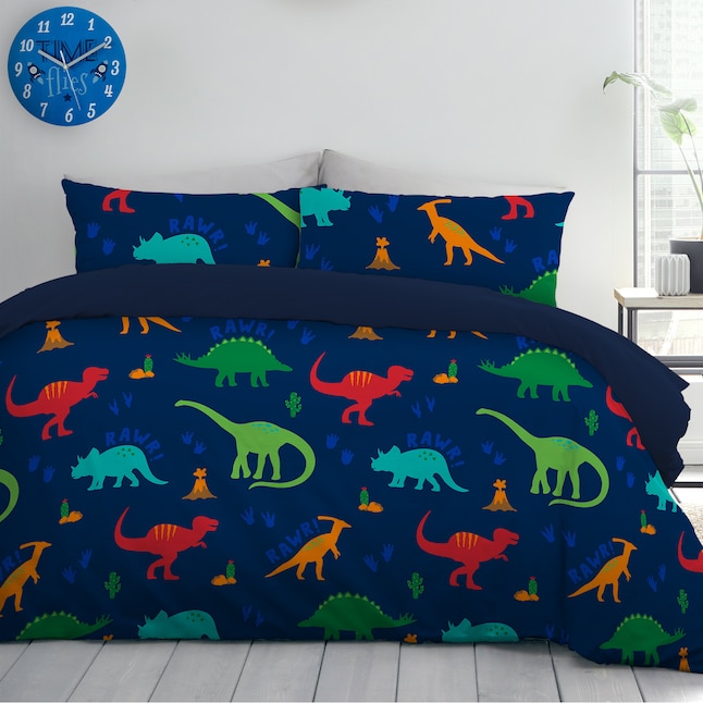 Boston Linen Dinosaur 2 Piece Blue Twin, Dinosaur Bed Sheets Twin Xl