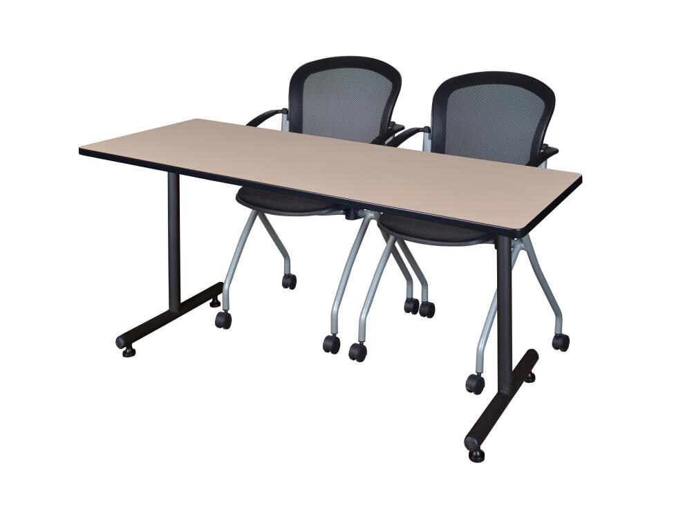 Regency MKTRCT6630BE23BK Training Off-white 4-Person Training Table (66-in W x 29-in H)