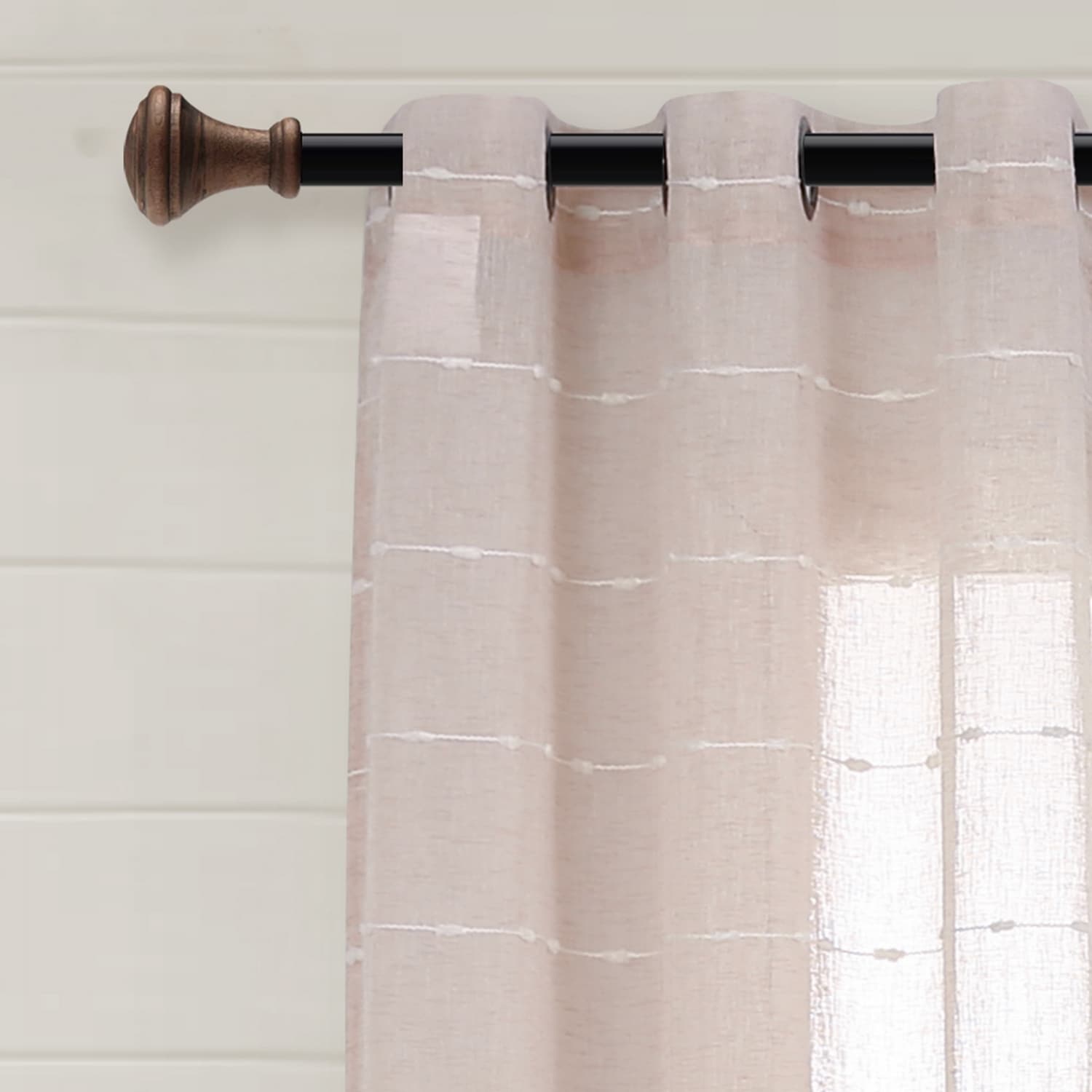 Blush Sheer Polyester Grommet Window Curtain Panels