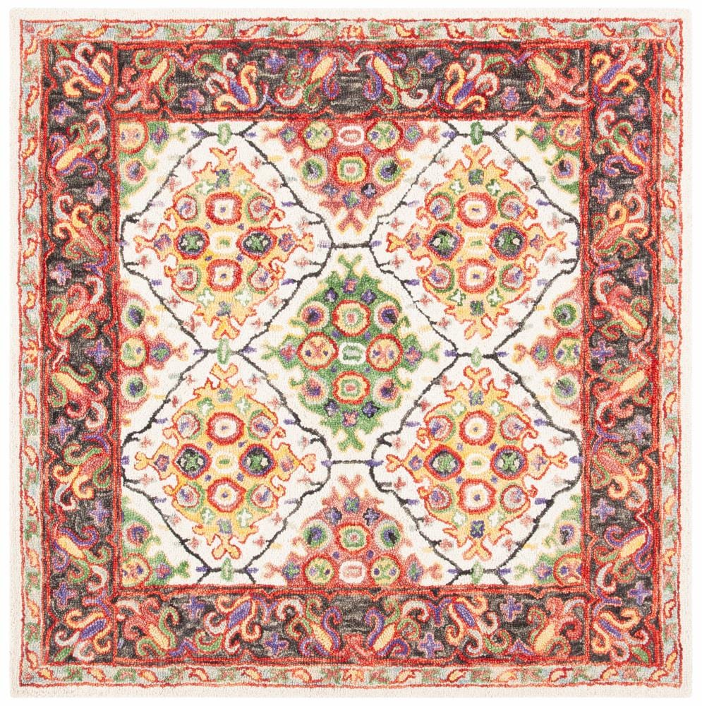Trace TRC524 Hand Tufted Area Rug - Ivory/Red - 6'x6' - Safavieh.